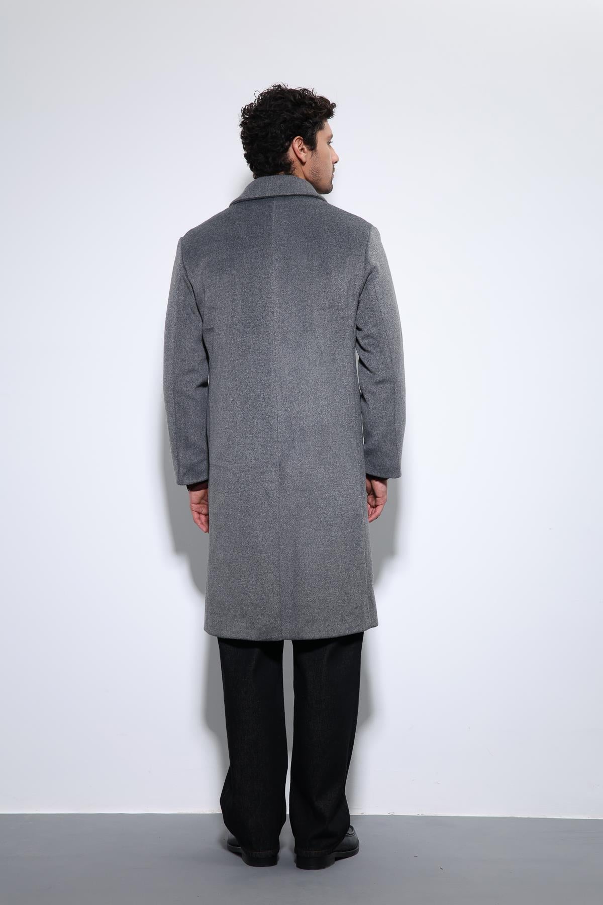 Antioch-Antrasit Yün Karışımlı Kruvaze Erkek Kaban-Kaban-6-Milagron.com