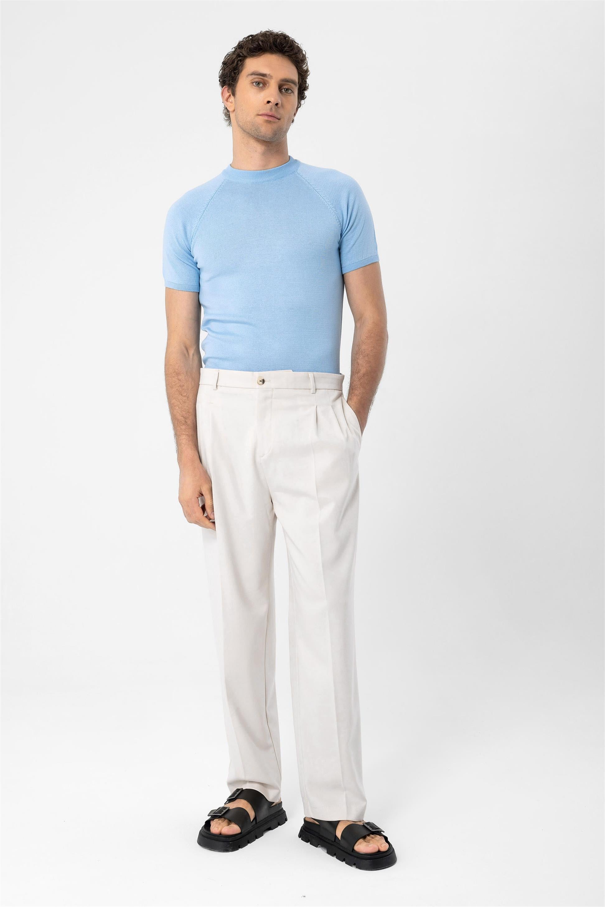 Antioch-Bebe Mavi Bisiklet Yaka Triko T Shirt-Kazak & Triko-1-Milagron.com