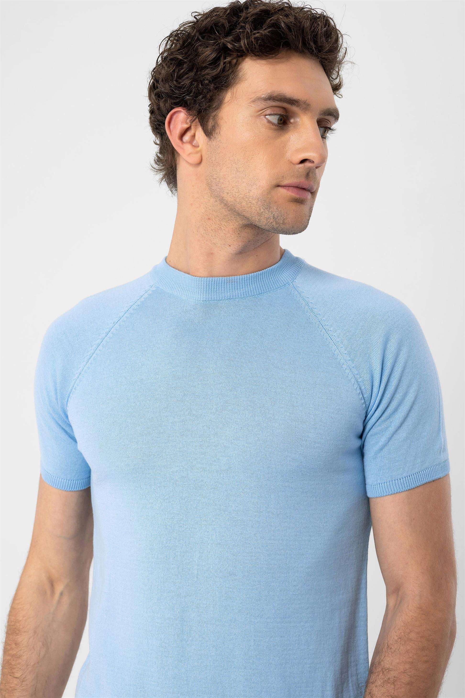 Antioch-Bebe Mavi Bisiklet Yaka Triko T Shirt-Kazak & Triko-4-Milagron.com