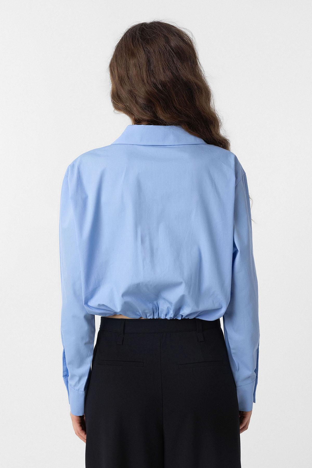 Antioch-Bebe Mavi Crop Poplin Kadın Gömlek-Gömlek-4-Milagron.com