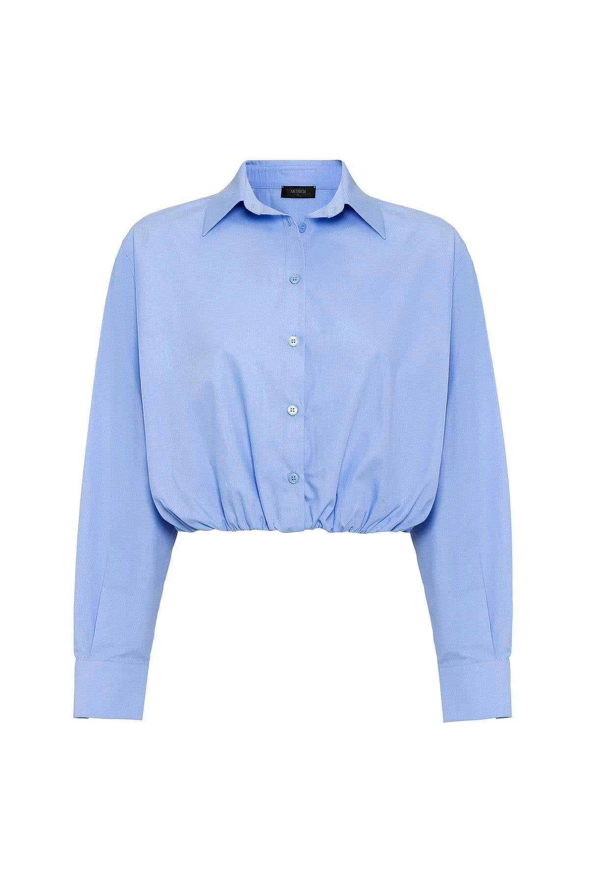 Antioch-Bebe Mavi Crop Poplin Kadın Gömlek-Gömlek-5-Milagron.com