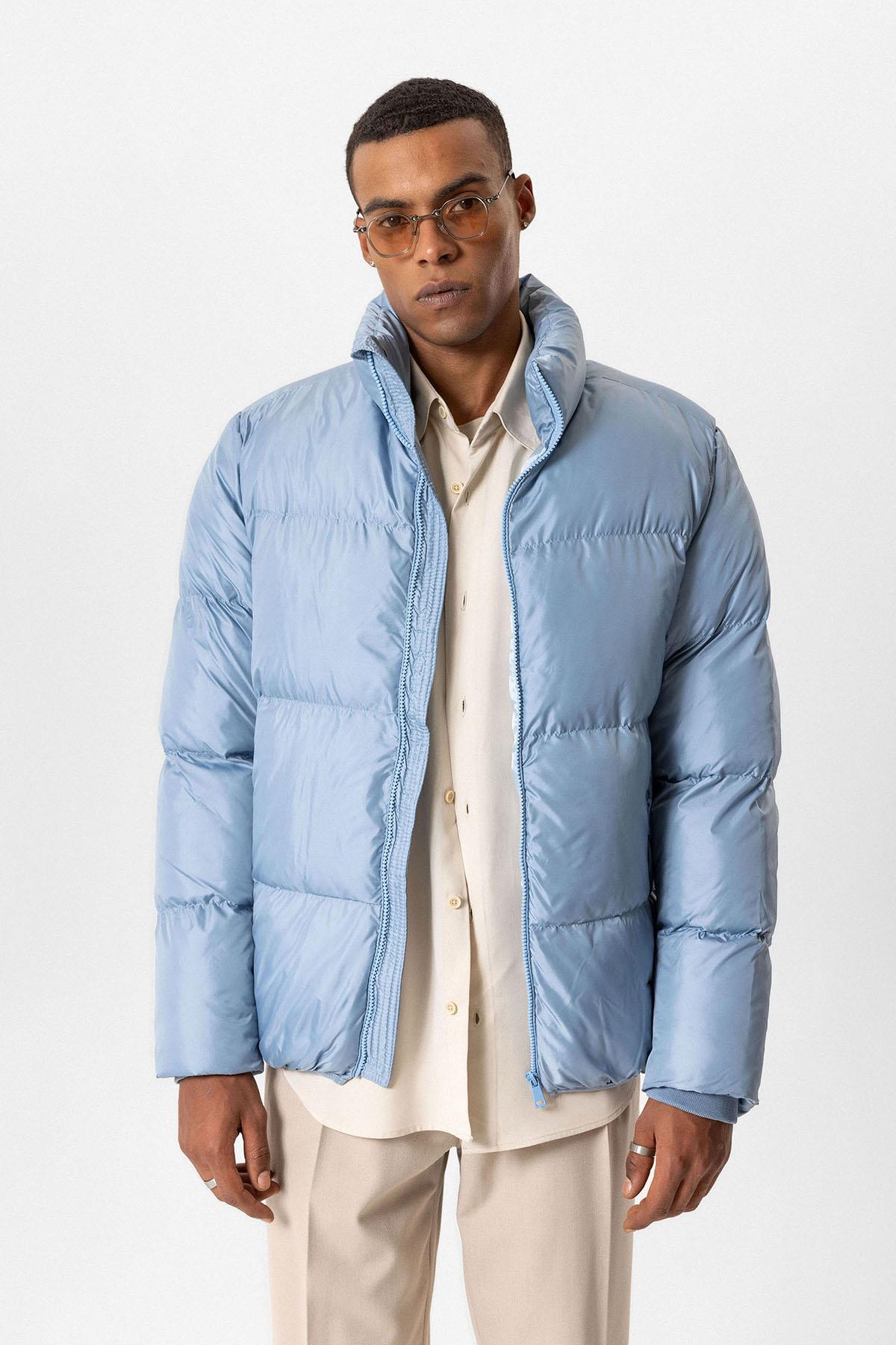 Antioch-Bebe Mavi Dik Yaka Kauçuk Şişme Mont-Mont-1-Milagron.com