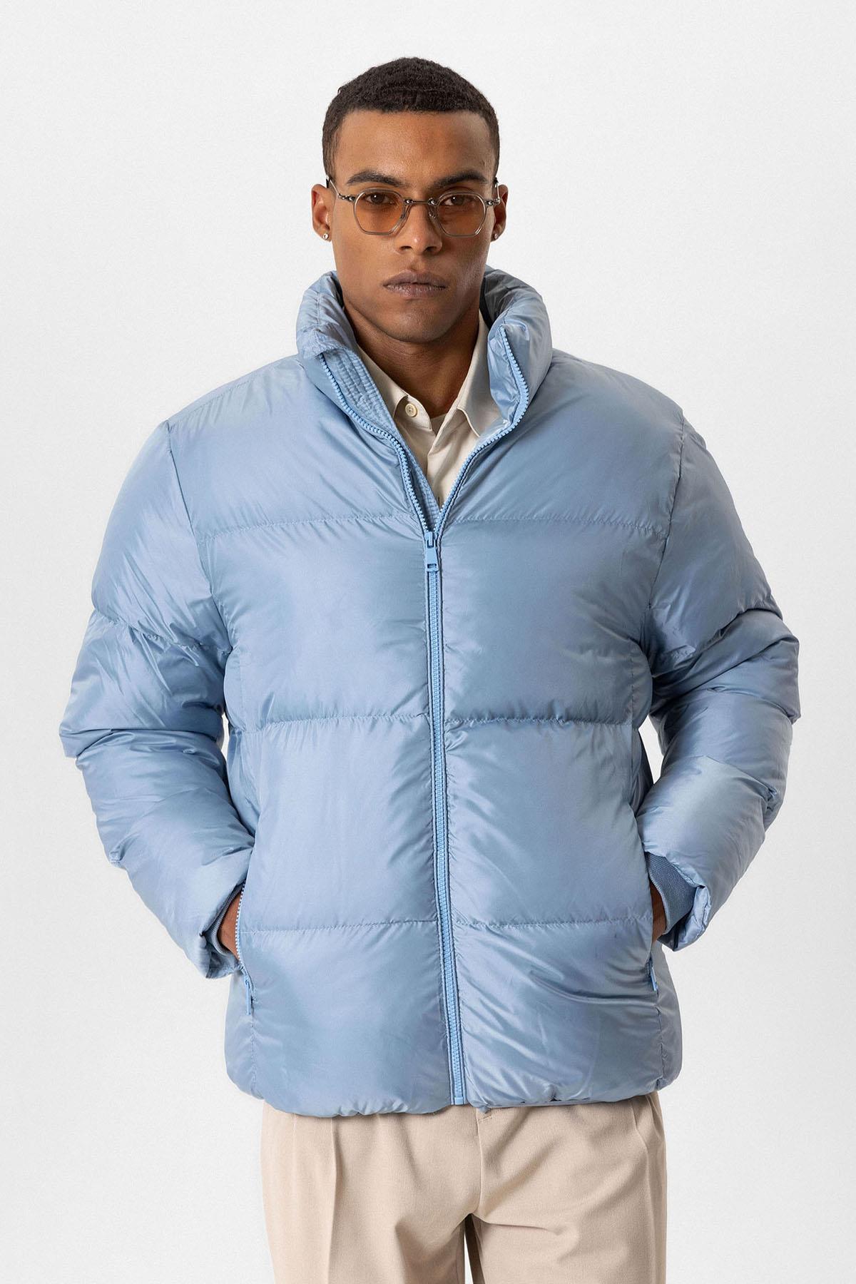 Antioch-Bebe Mavi Dik Yaka Kauçuk Şişme Mont-Mont-2-Milagron.com