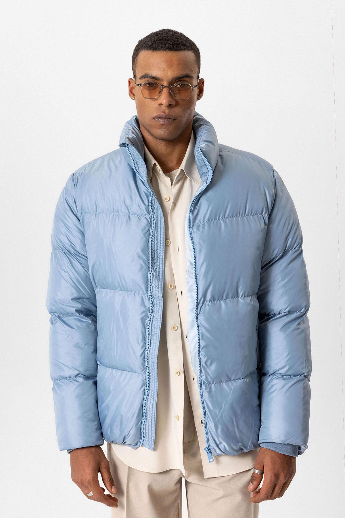 Antioch-Bebe Mavi Dik Yaka Kauçuk Şişme Mont-Mont-3-Milagron.com