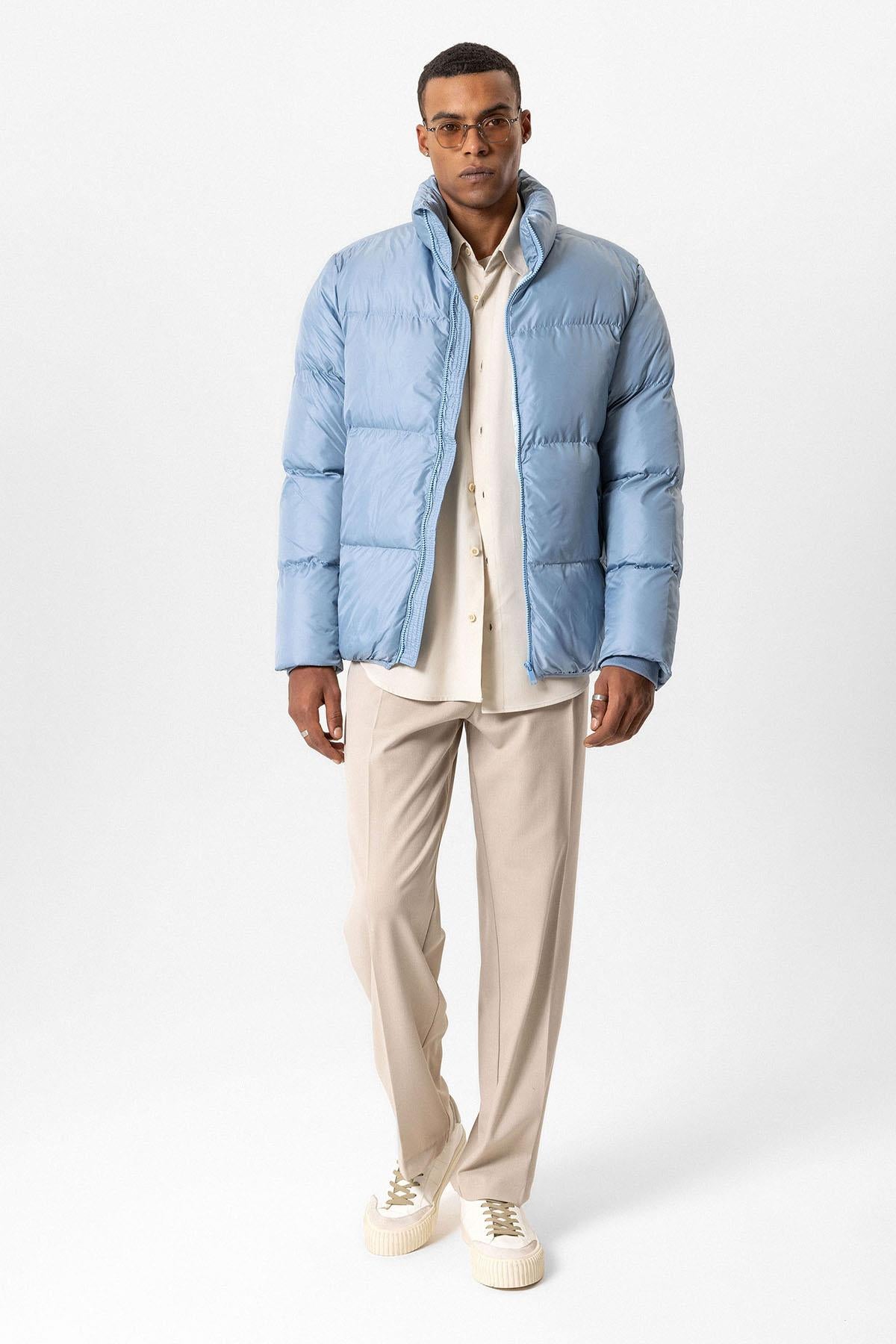 Antioch-Bebe Mavi Dik Yaka Kauçuk Şişme Mont-Mont-4-Milagron.com