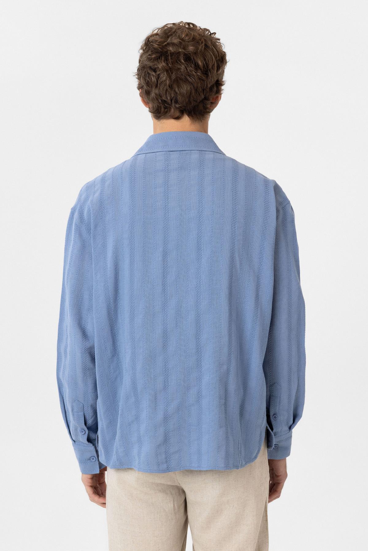 Antioch-Bebe Mavi Dokulu Jakarlı Pamuklu Erkek Gömlek-Gömlek-9-Milagron.com