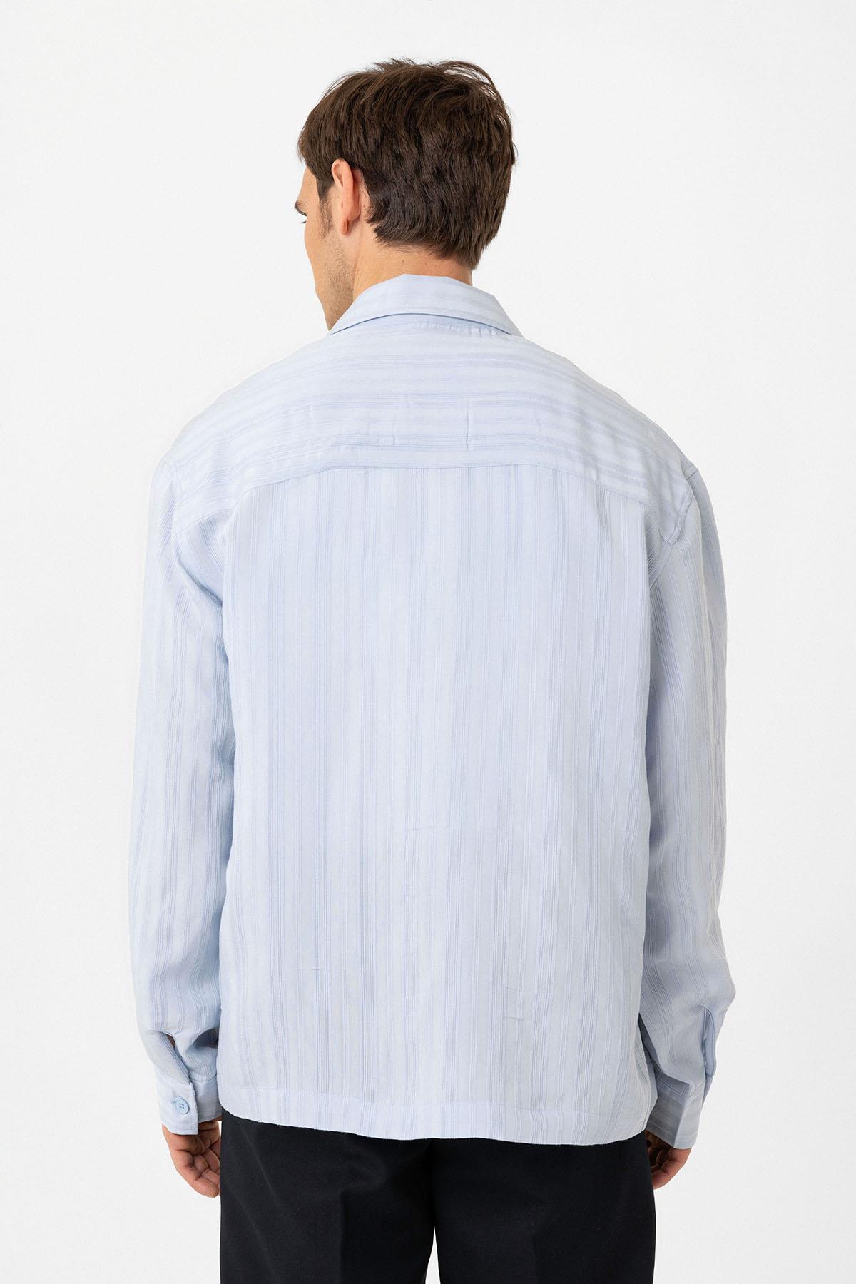 Antioch-Bebe Mavi Oversize Dokulu Erkek Gömlek-Gömlek-6-Milagron.com