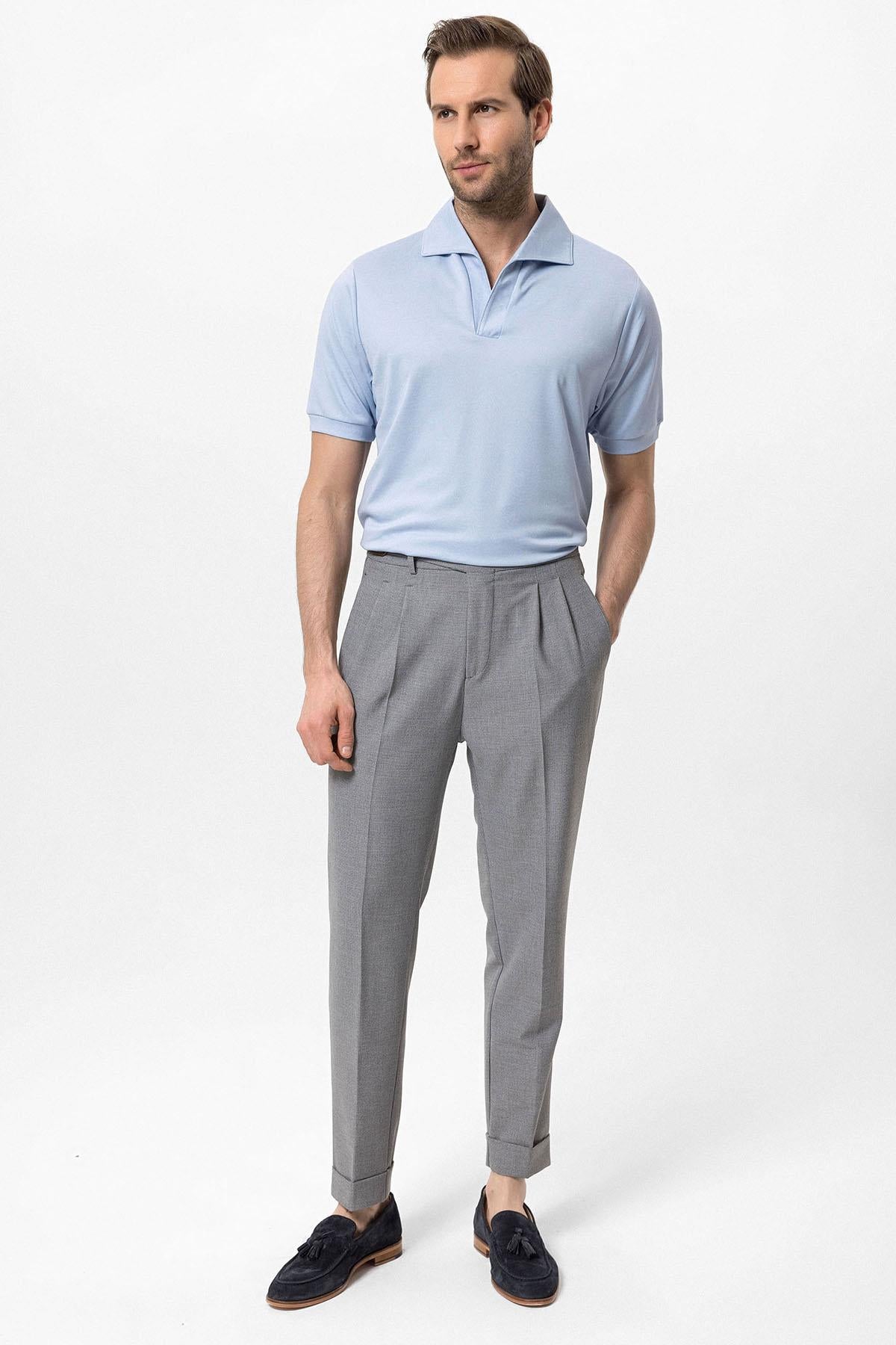 Antioch-Bebe Mavi Regular Fit Apaş Yaka Erkek T Shirt-T-Shirts-2-Milagron.com