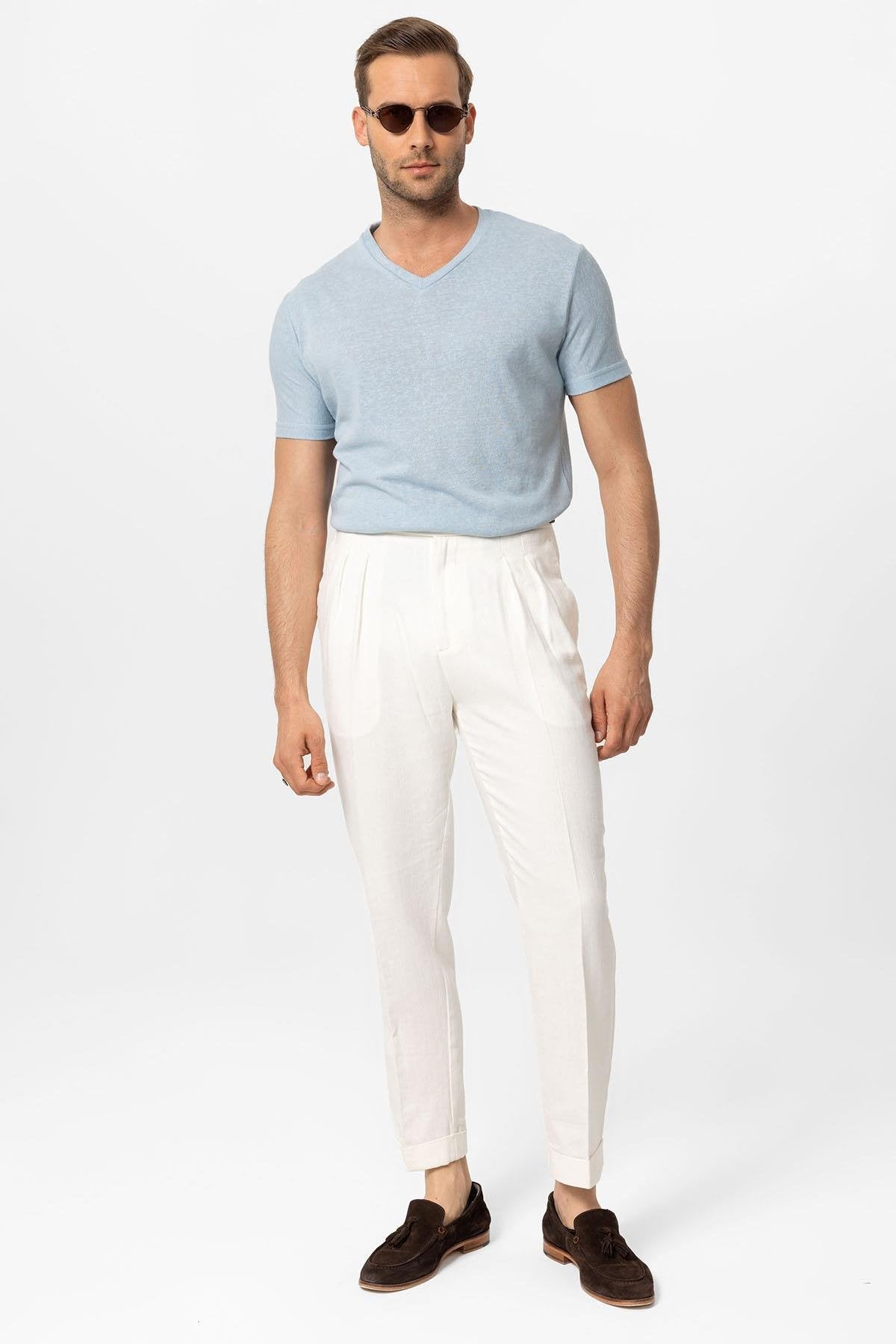 Antioch-Bebe Mavi V Yaka Basic Erkek T Shirt-T-Shirts-2-Milagron.com