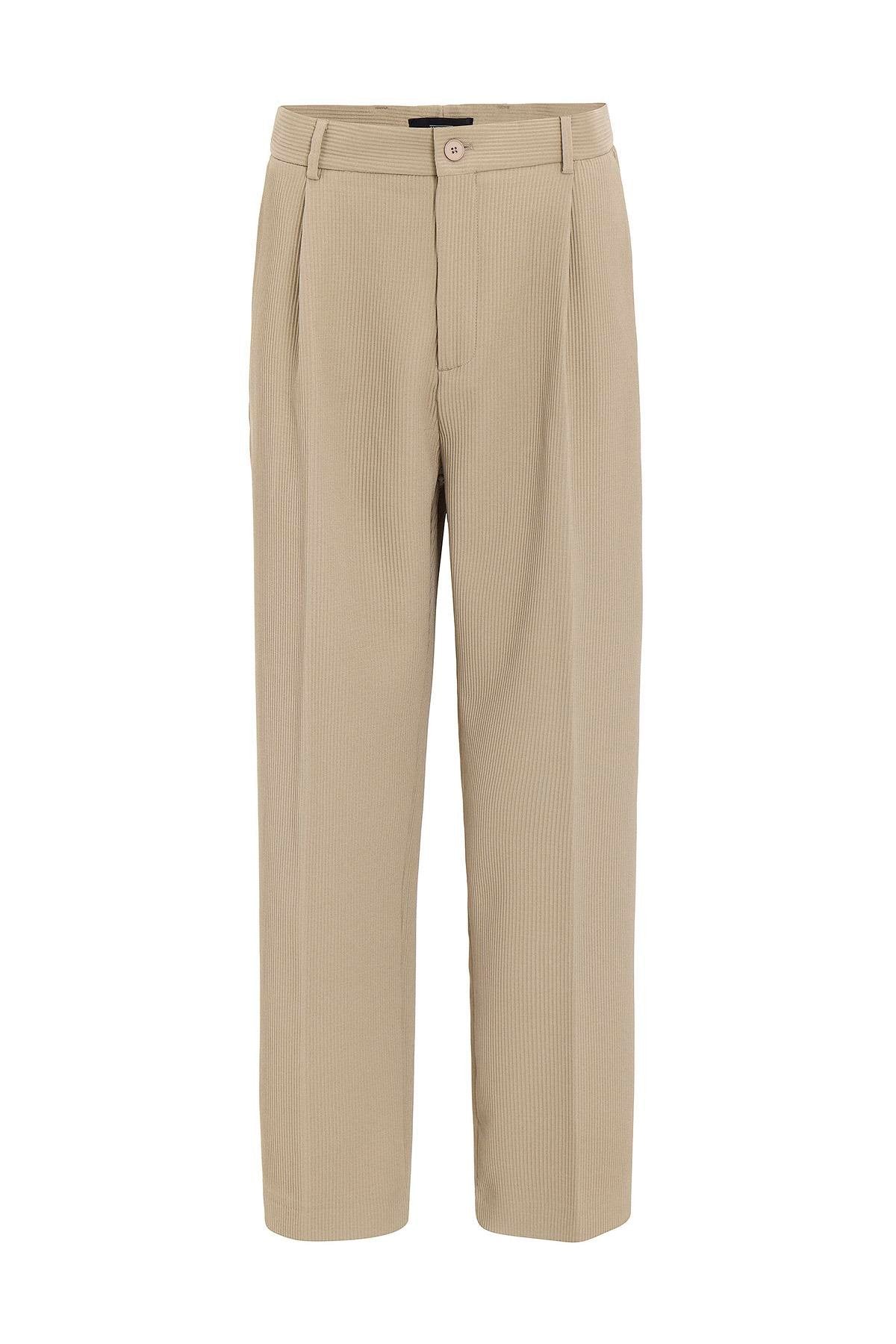 Antioch-Bej Baggy Fitilli Erkek Pantolon-Kumaş Pantolon-5-Milagron.com