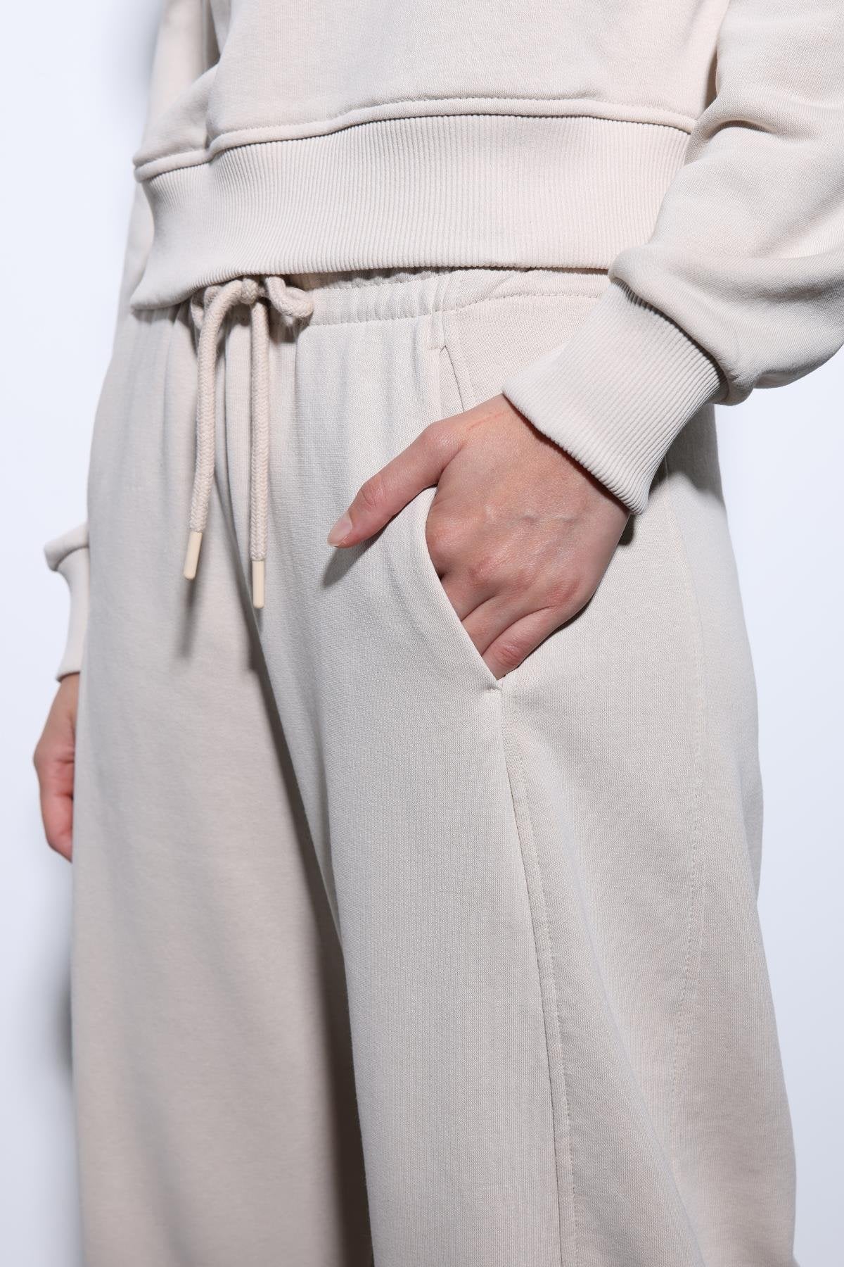 Antioch-Antioch Bej Basic Düz Paça Kadın Eşofman Altı-Eşofman-6-Milagron.com