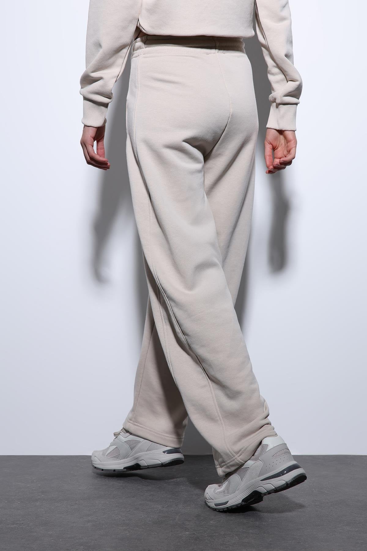 Antioch-Antioch Bej Basic Düz Paça Kadın Eşofman Altı-Eşofman-7-Milagron.com