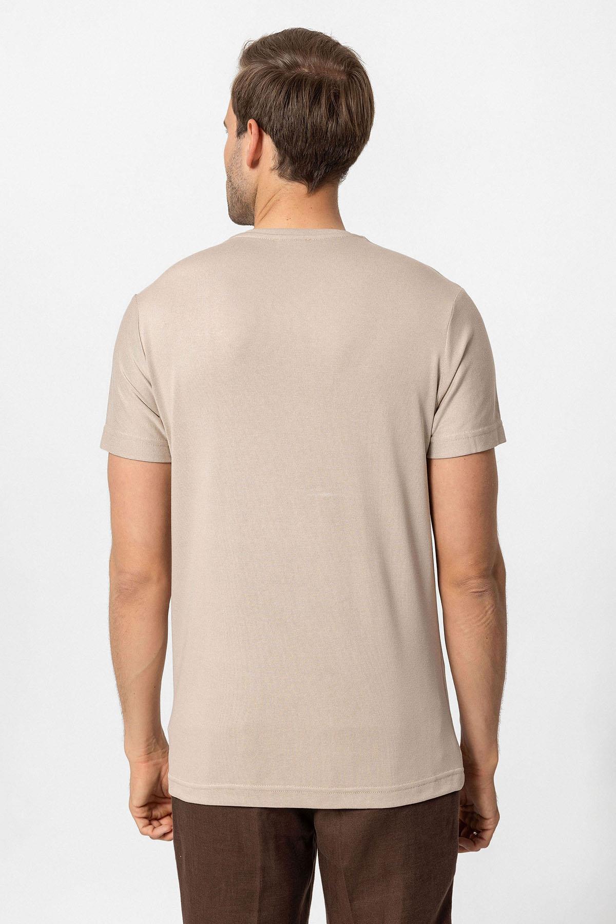 Antioch-Bej Basic V Yaka Erkek T Shirt-T-Shirts-5-Milagron.com