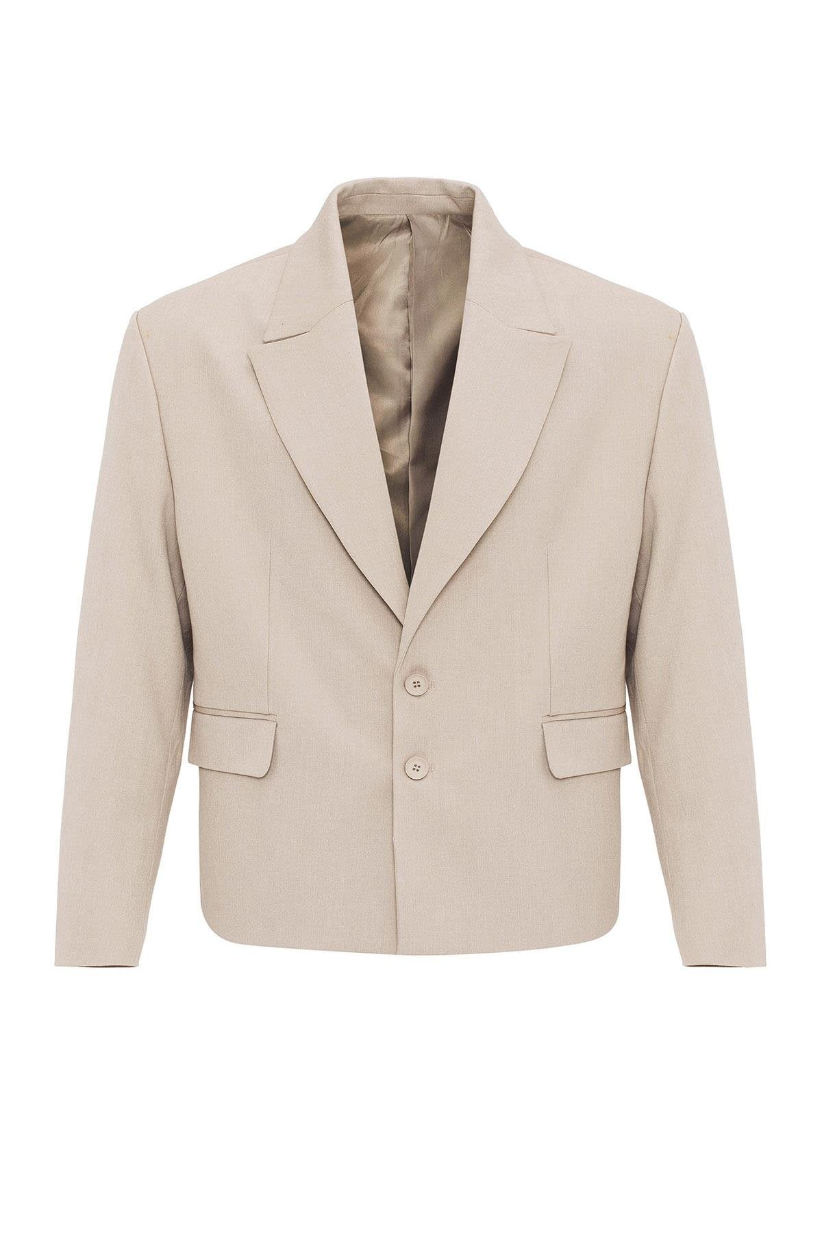 Antioch-Bej Crop Fit Erkek Blazer Ceket-Ceket-7-Milagron.com