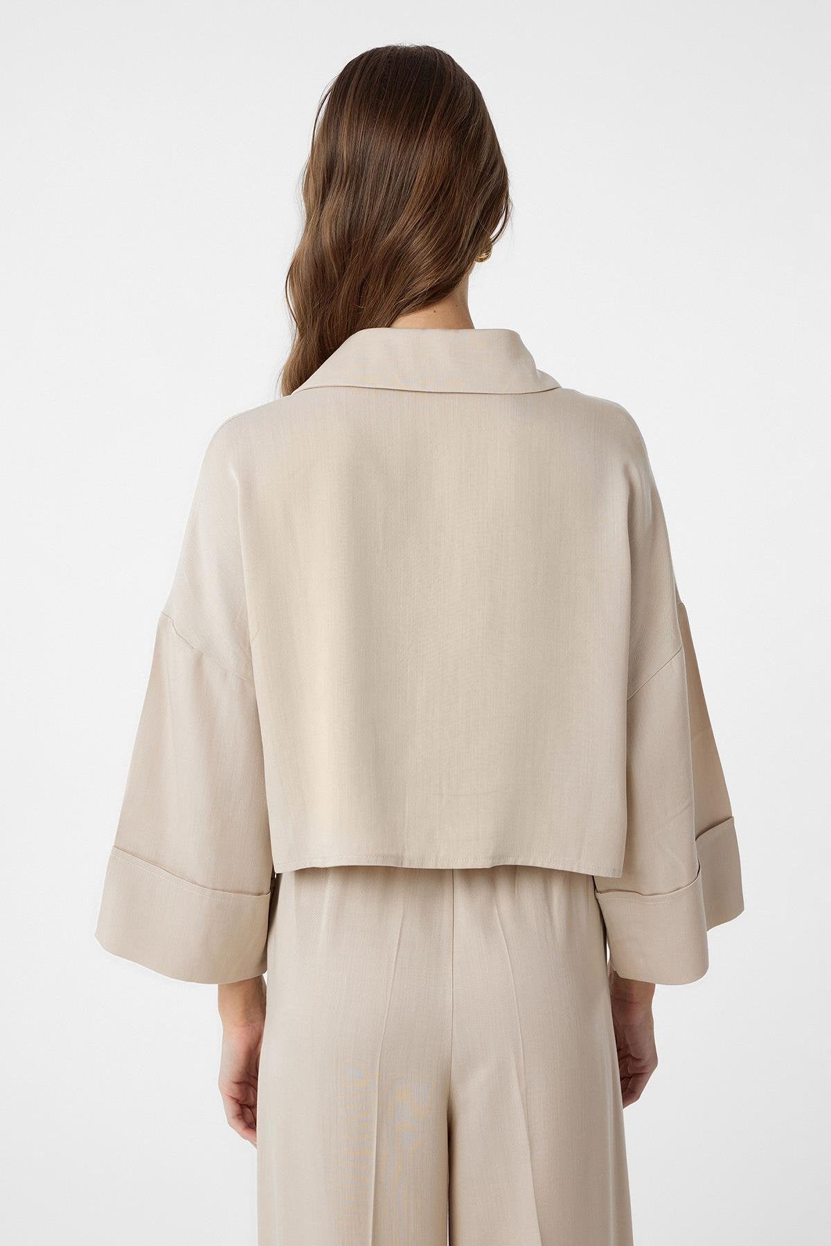 Antioch-Bej Crop Kadın Gömlek-Gömlek-4-Milagron.com