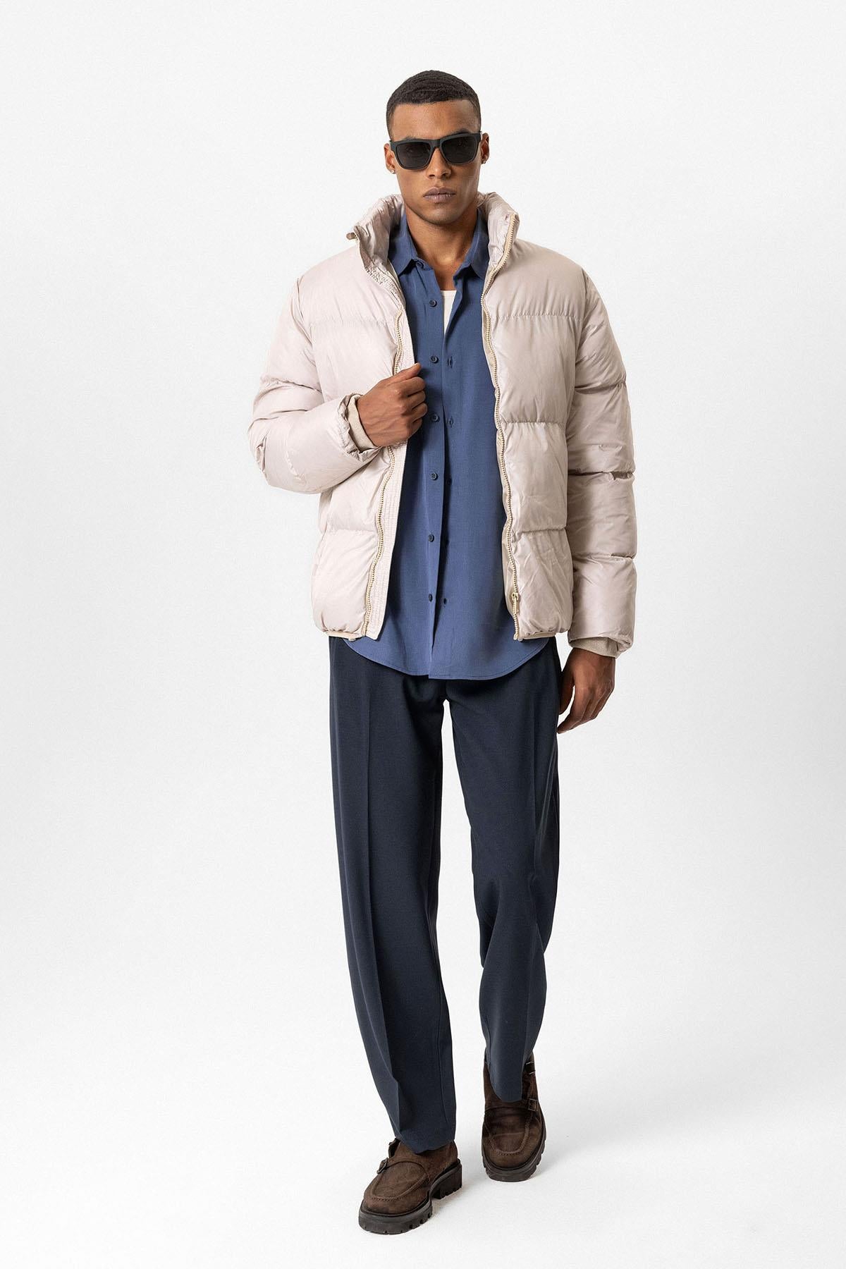 Antioch-Bej Dik Yaka Kauçuk Şişme Mont-Mont-2-Milagron.com