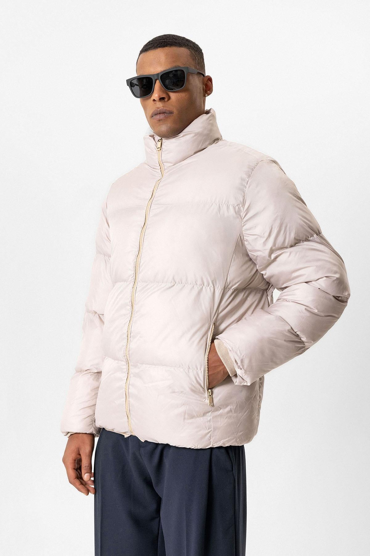 Antioch-Bej Dik Yaka Kauçuk Şişme Mont-Mont-3-Milagron.com