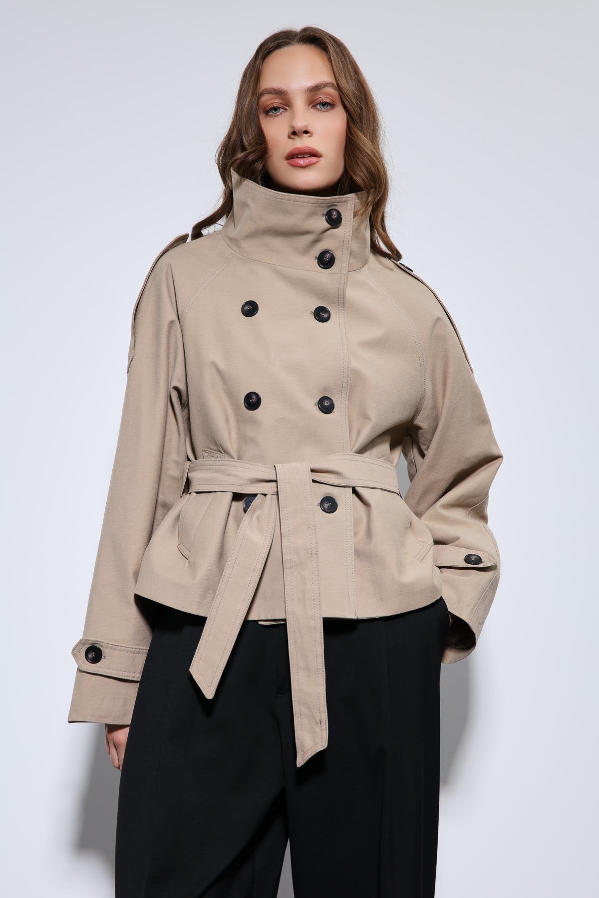 Antioch-Bej Dik Yaka Kruvaze Trençkot-Trençkot-3-Milagron.com