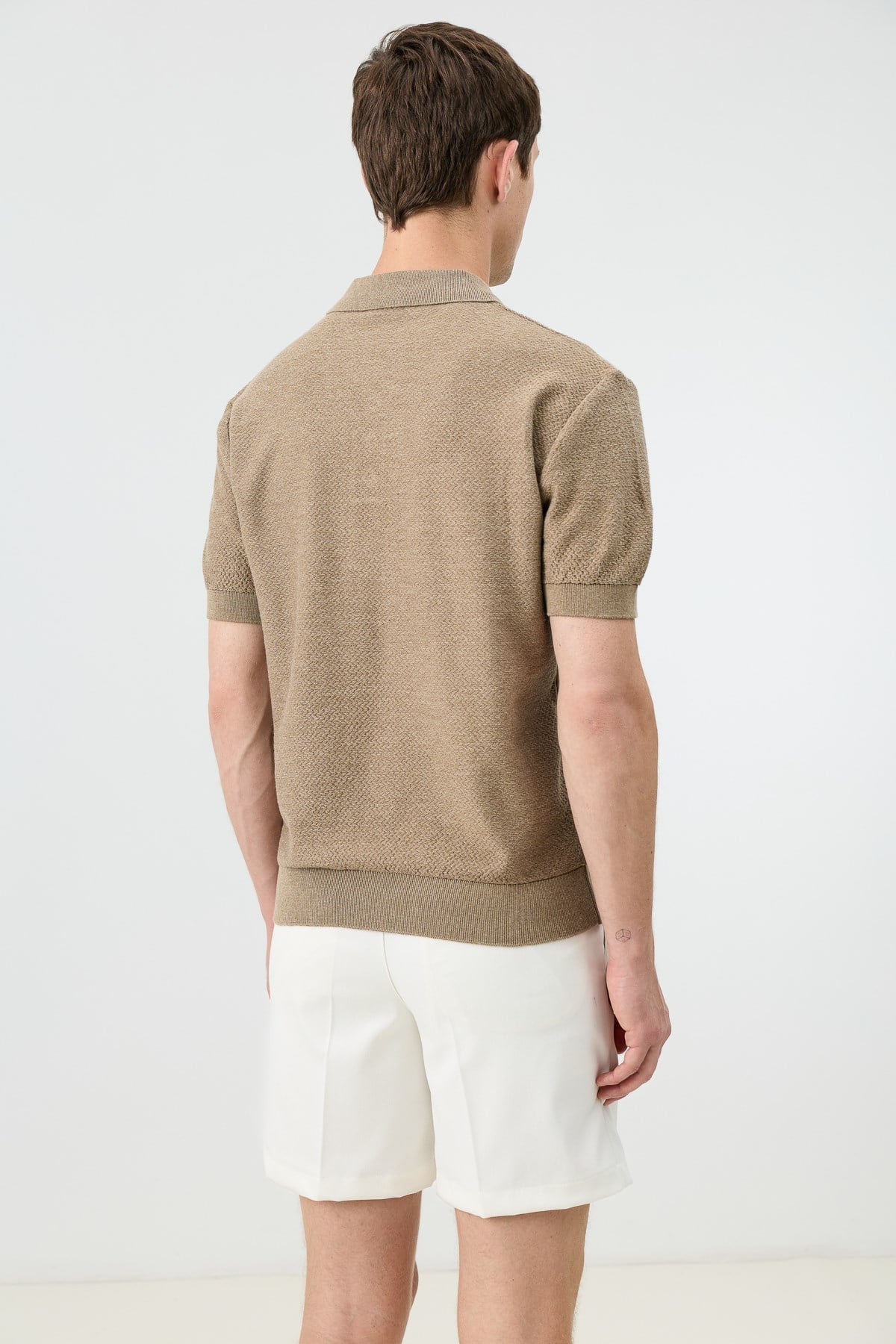 Antioch Bej Dokulu Polo Yaka Triko Erkek T-Shirt