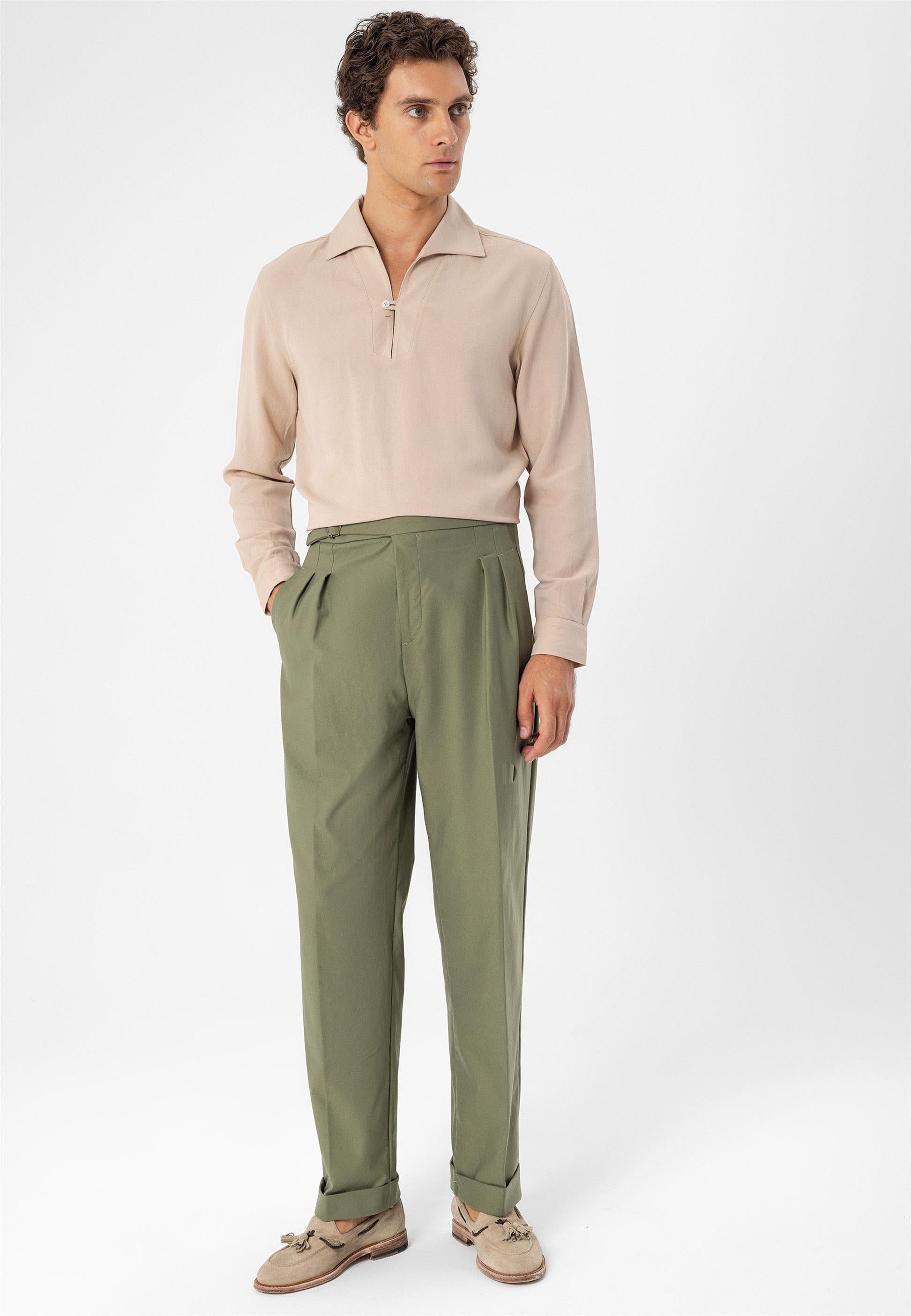 Antioch-Bej Düğme Detaylı Erkek Gömlek-Gömlek-1-Milagron.com