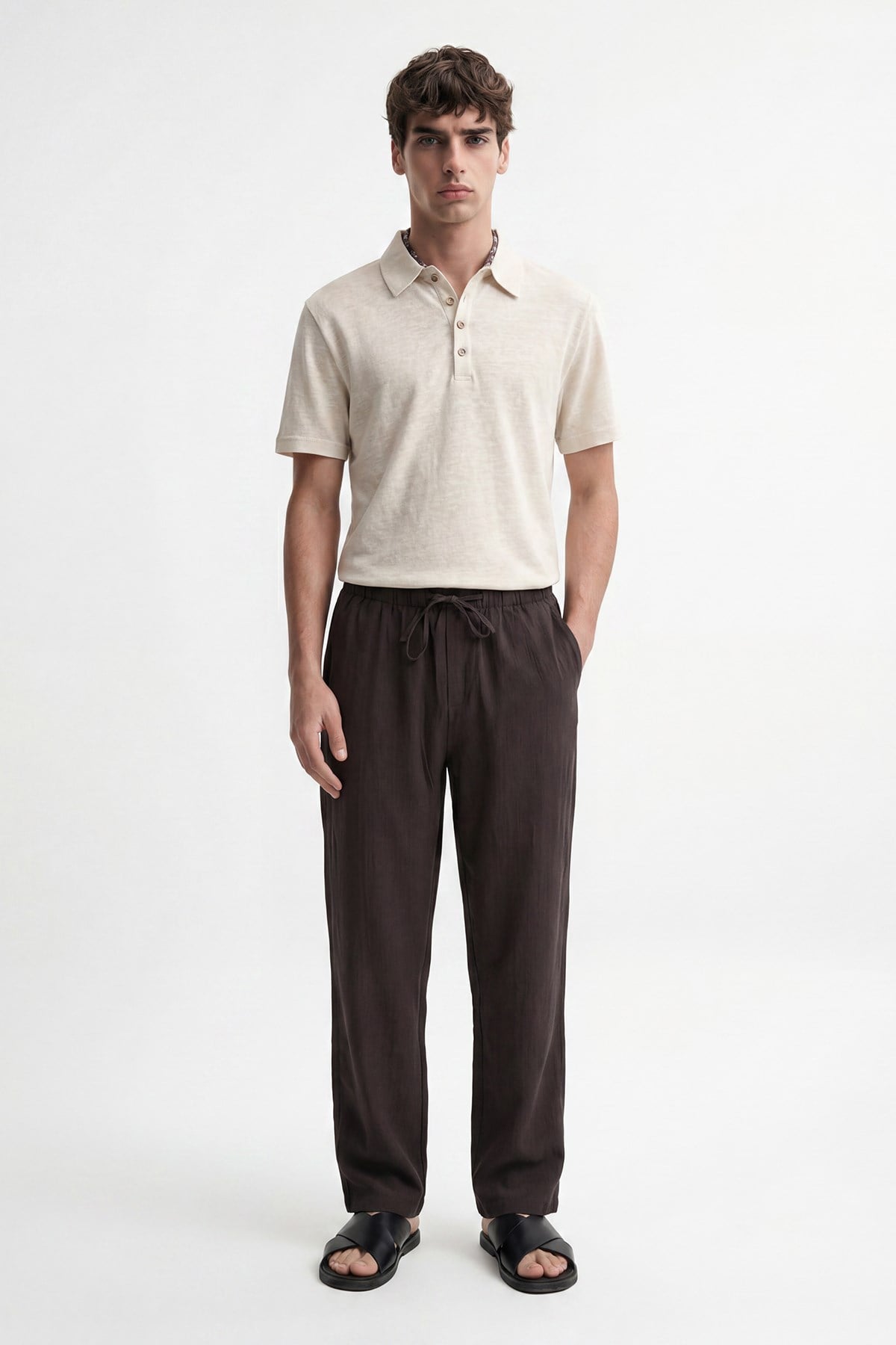 Antioch Bej Düğmeli Polo Yaka Erkek T-Shirt - 1