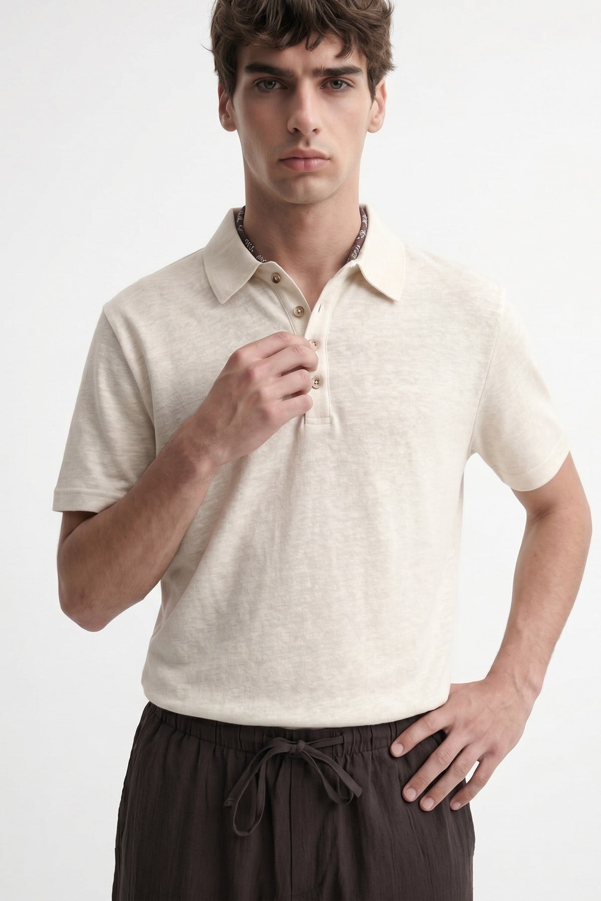 Antioch Bej Düğmeli Polo Yaka Erkek T-Shirt - 2