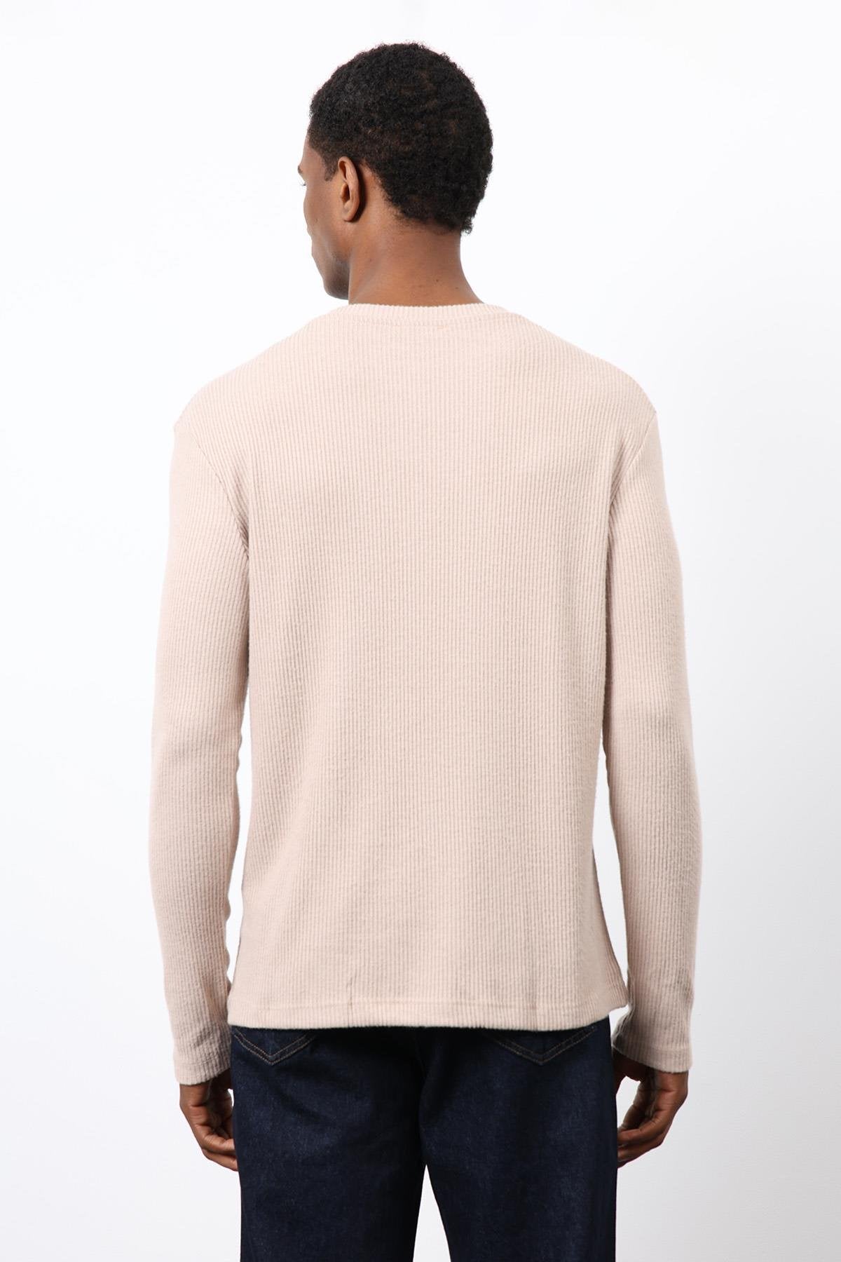 Antioch-Bej Fitilli Düğmeli Yaka T Shirt-T-Shirt-6-Milagron.com