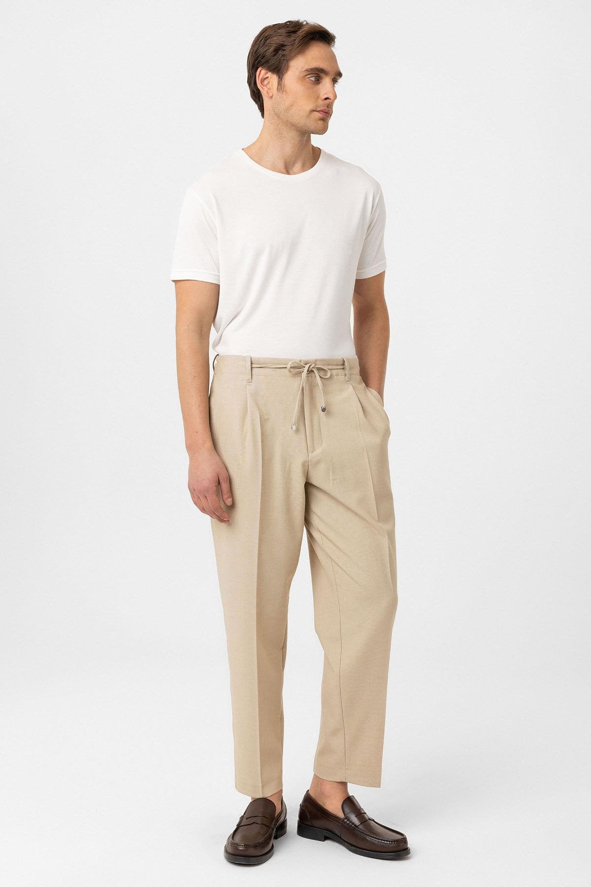 Antioch-Bej Jogger Relaxed Fit Erkek Pantolon-Kumaş Pantolon-2-Milagron.com