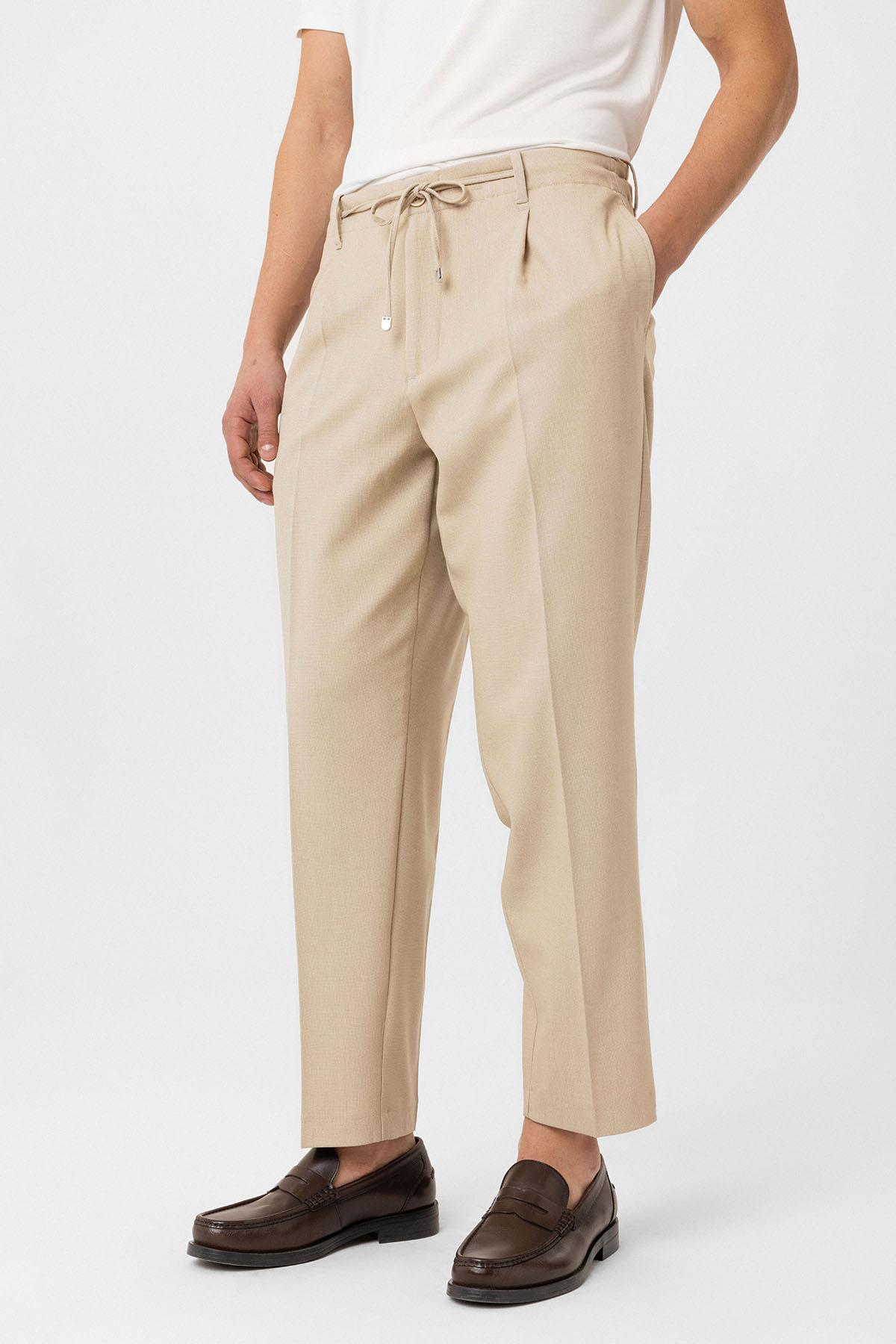 Antioch-Bej Jogger Relaxed Fit Erkek Pantolon-Kumaş Pantolon-3-Milagron.com