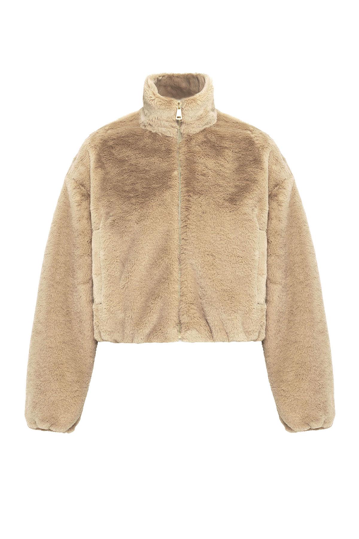 Antioch-Bej Kadın Bel Lastikli Suni Kürk Mont-Mont-8-Milagron.com