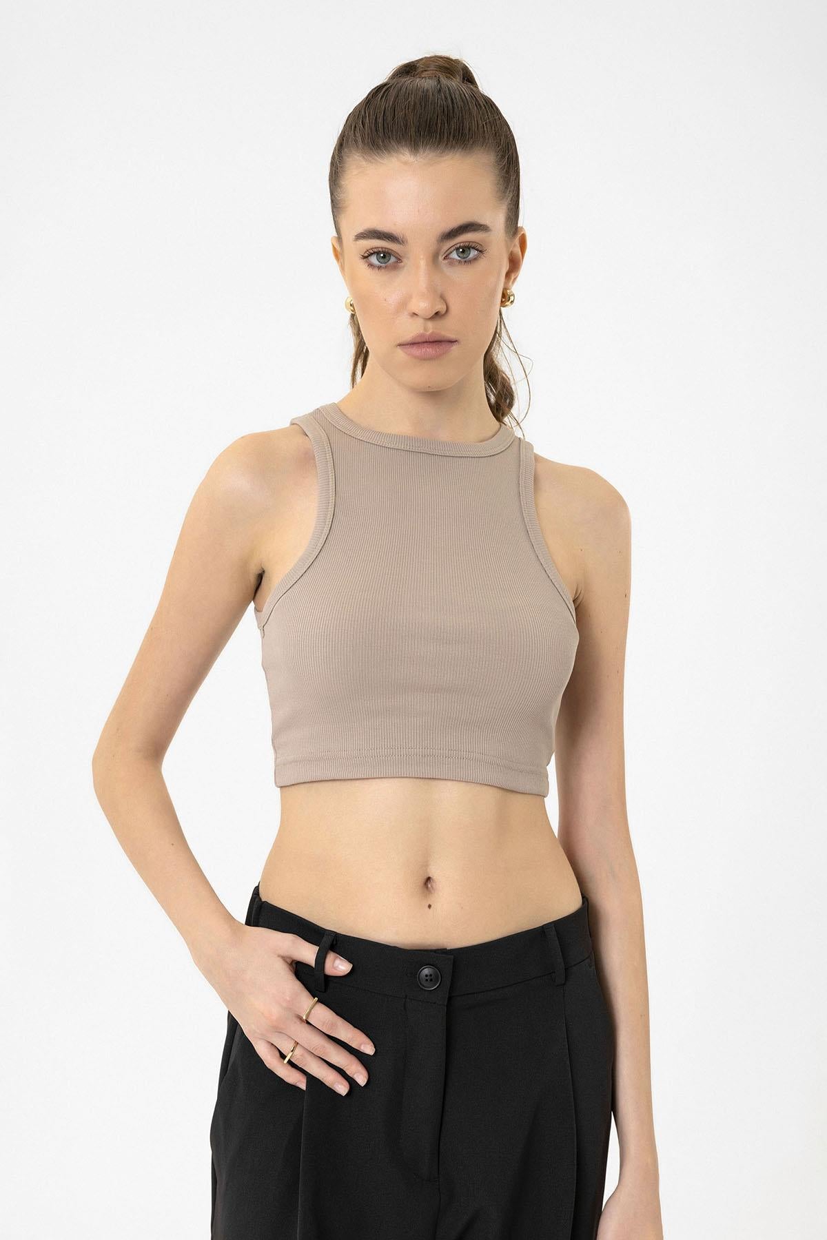 Antioch-Bej Kadın Fitilli Crop Atlet-Atlet-1-Milagron.com