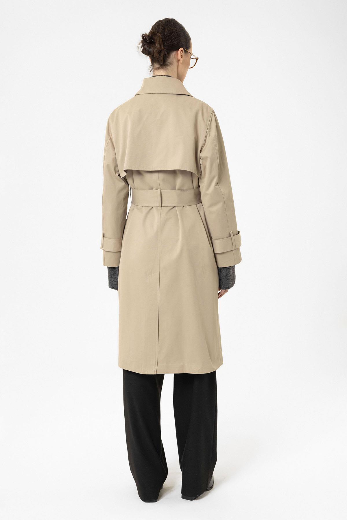 Antioch-Bej Kadın Kruvaze Kapama Kemerli Trençkot-Trençkot-6-Milagron.com