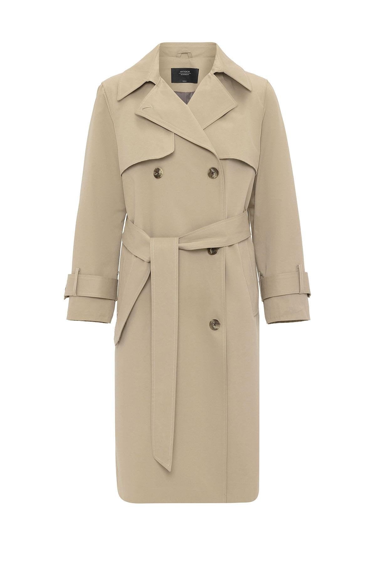 Antioch-Bej Kadın Kruvaze Kapama Kemerli Trençkot-Trençkot-7-Milagron.com