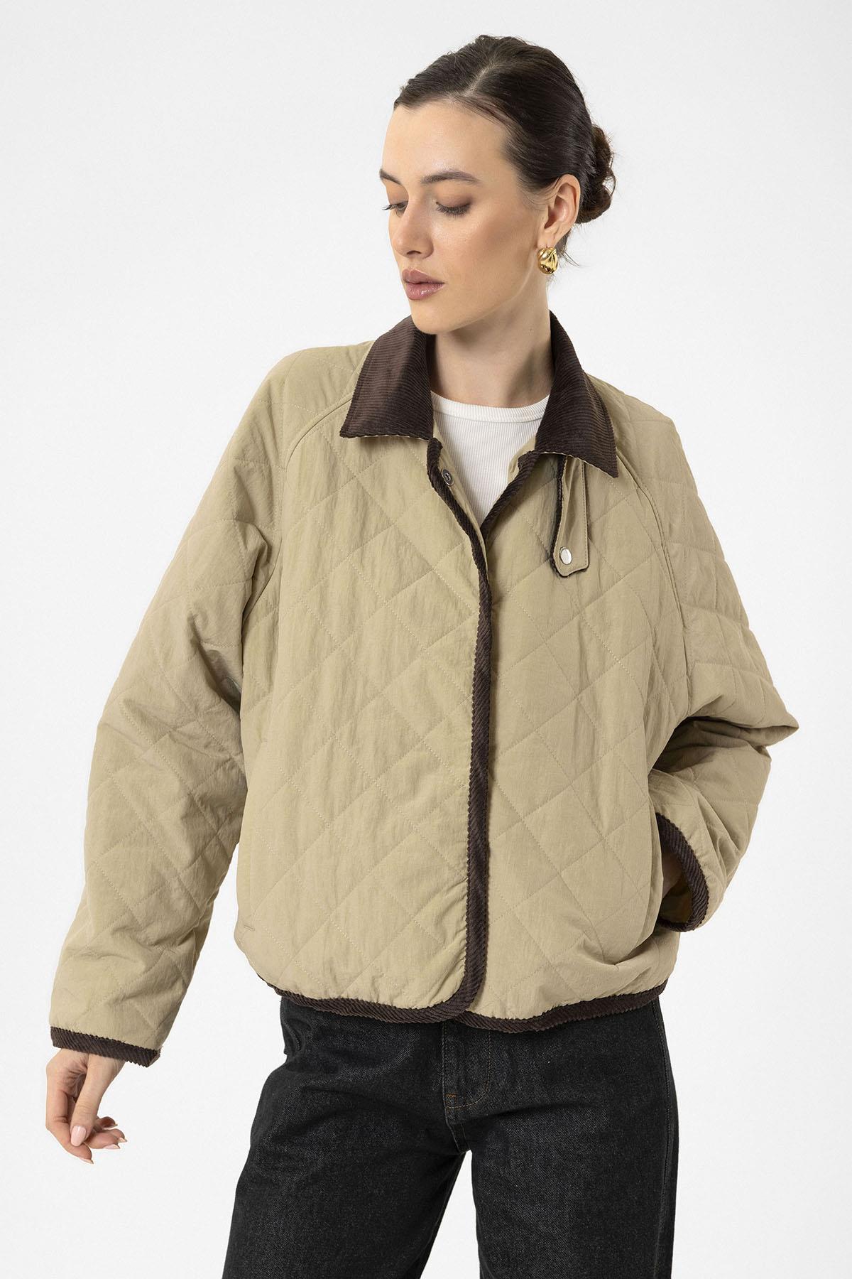 Antioch-Bej Kadın Polo Yaka Kapitone Mont-Mont-1-Milagron.com