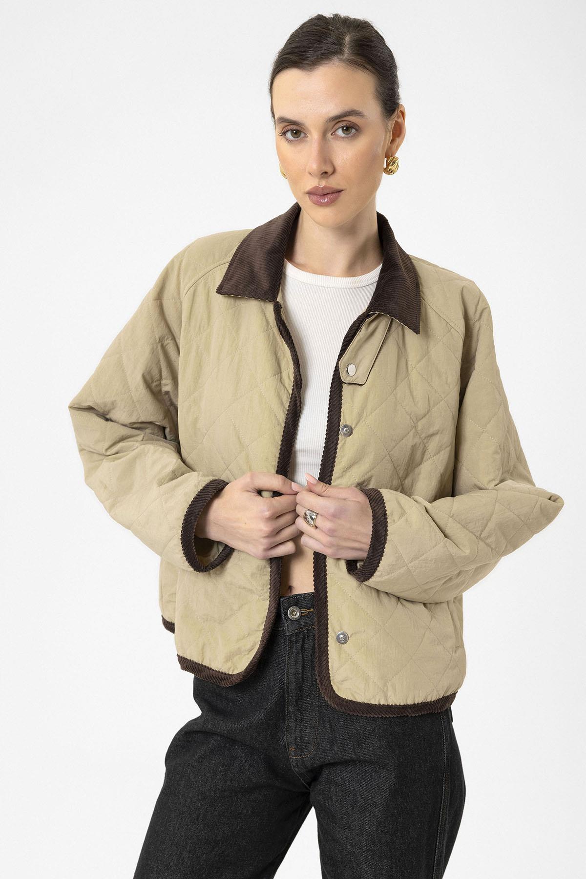 Antioch-Bej Kadın Polo Yaka Kapitone Mont-Mont-2-Milagron.com