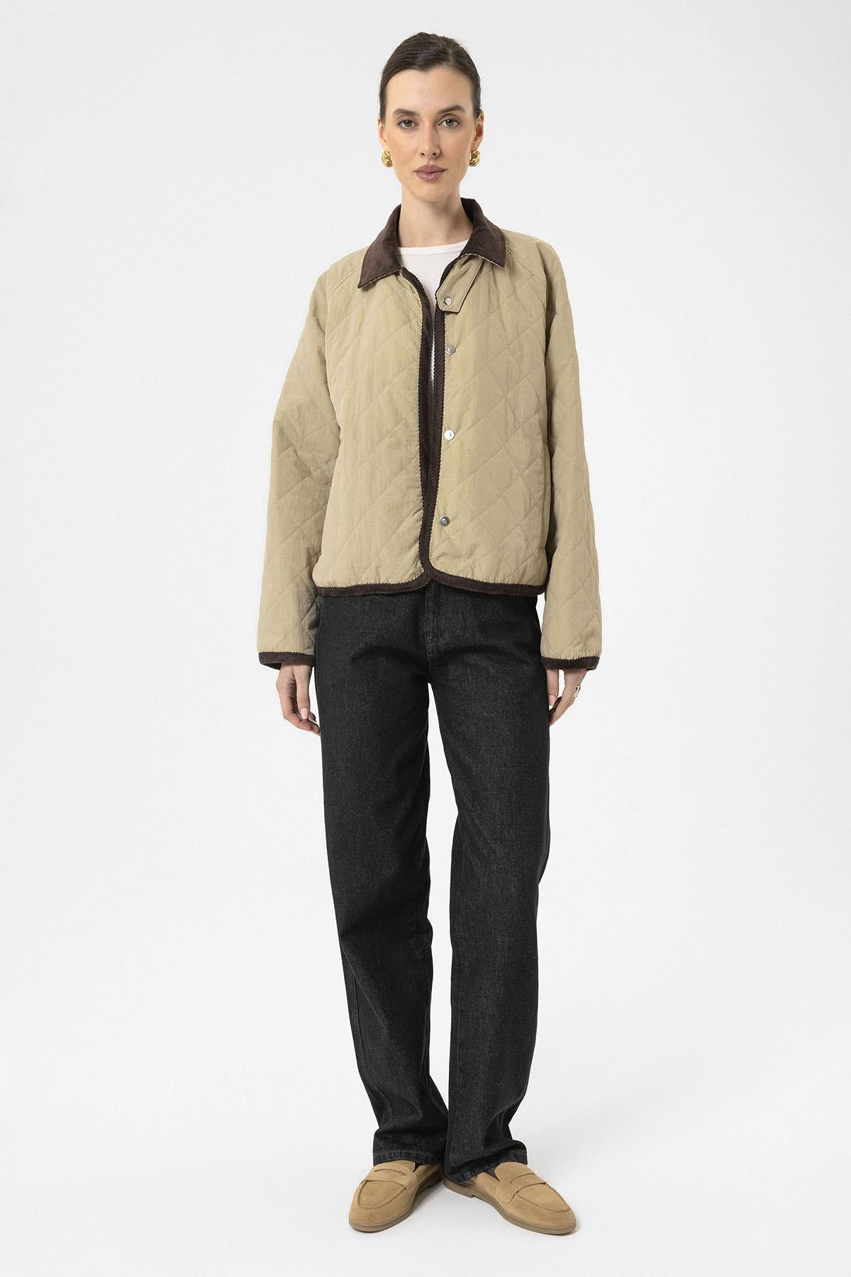 Antioch-Bej Kadın Polo Yaka Kapitone Mont-Mont-3-Milagron.com