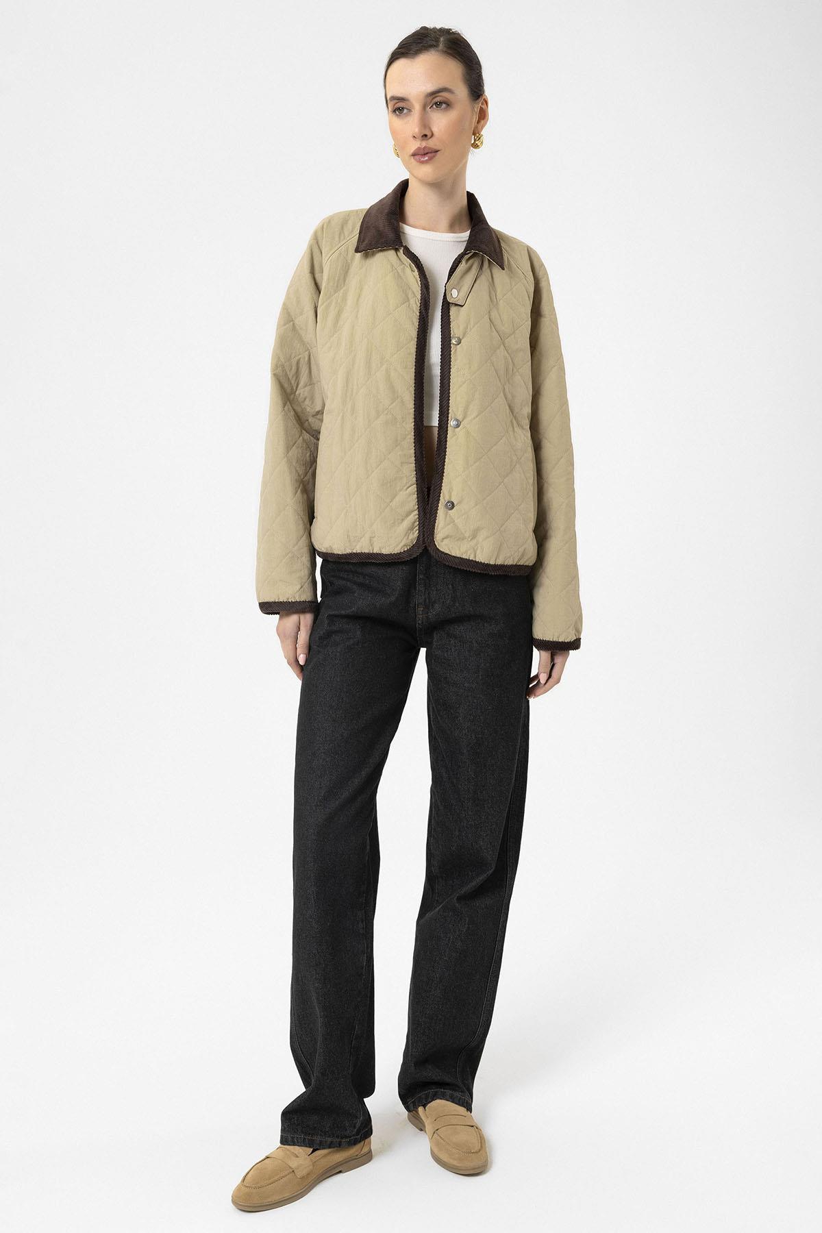 Antioch-Bej Kadın Polo Yaka Kapitone Mont-Mont-4-Milagron.com