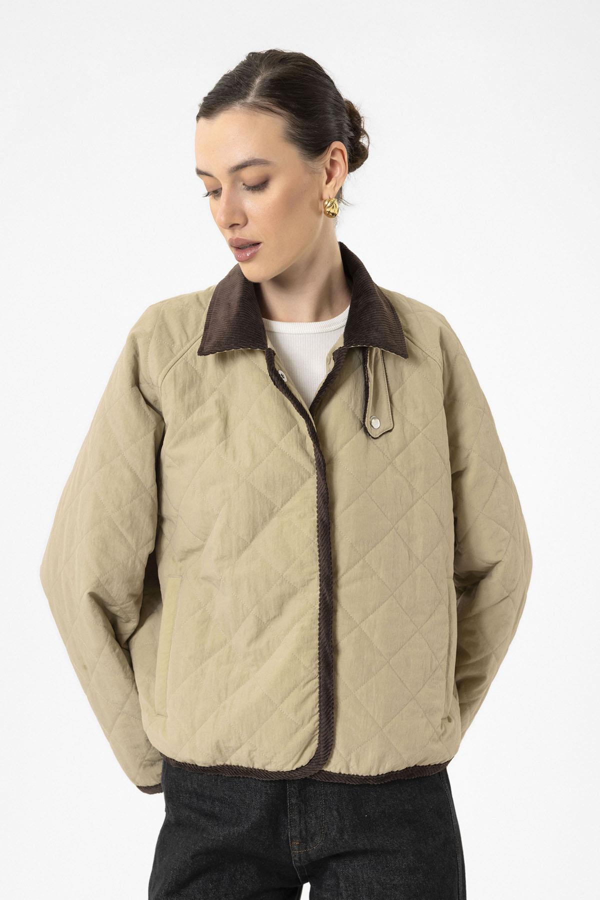 Antioch-Bej Kadın Polo Yaka Kapitone Mont-Mont-5-Milagron.com