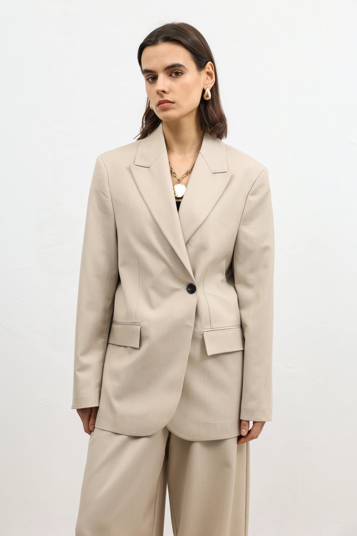 Antioch Bej Kruvaze Kadın Blazer