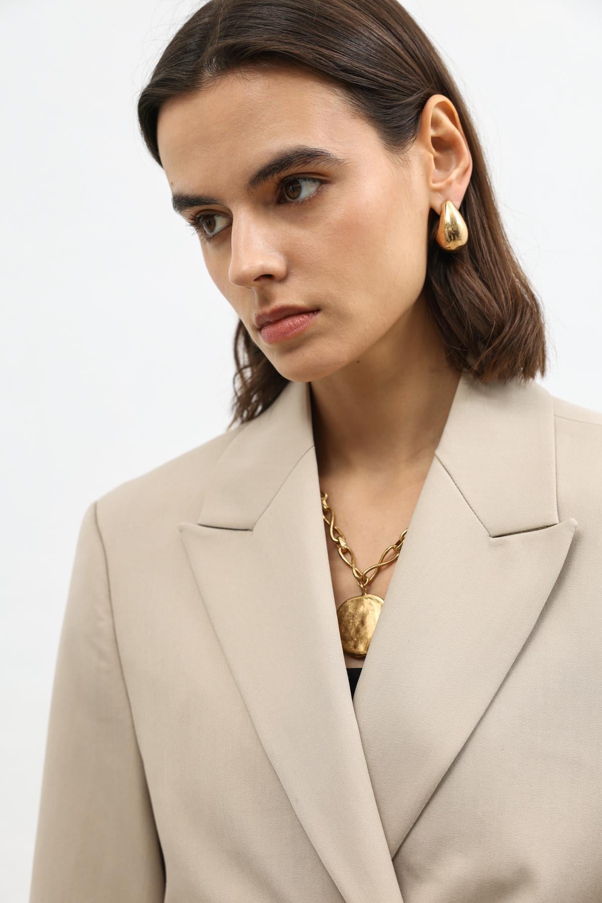 Antioch Bej Kruvaze Kadın Blazer