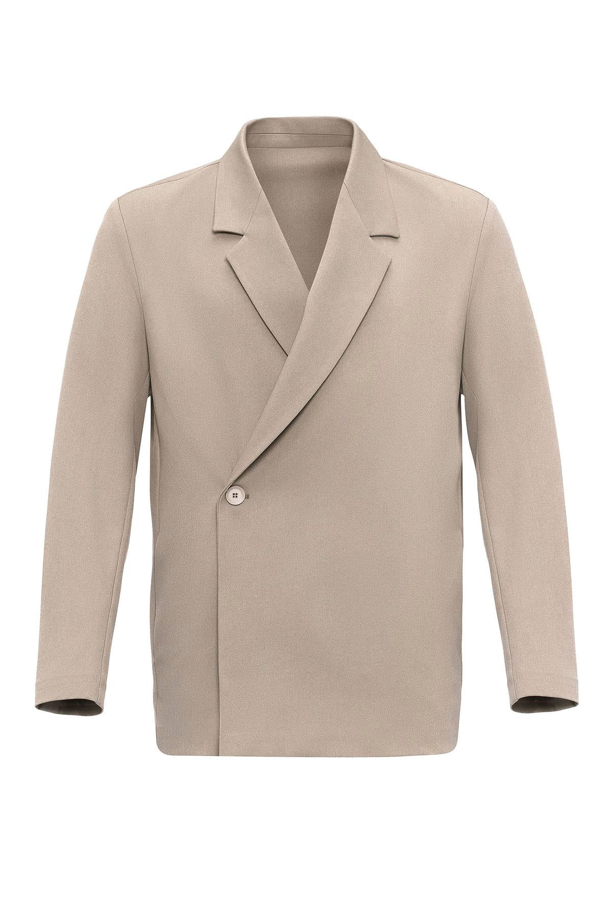 Antioch-Bej Kruvaze Kapama Gizli Cep Erkek Blazer Ceket-Ceket-7-Milagron.com