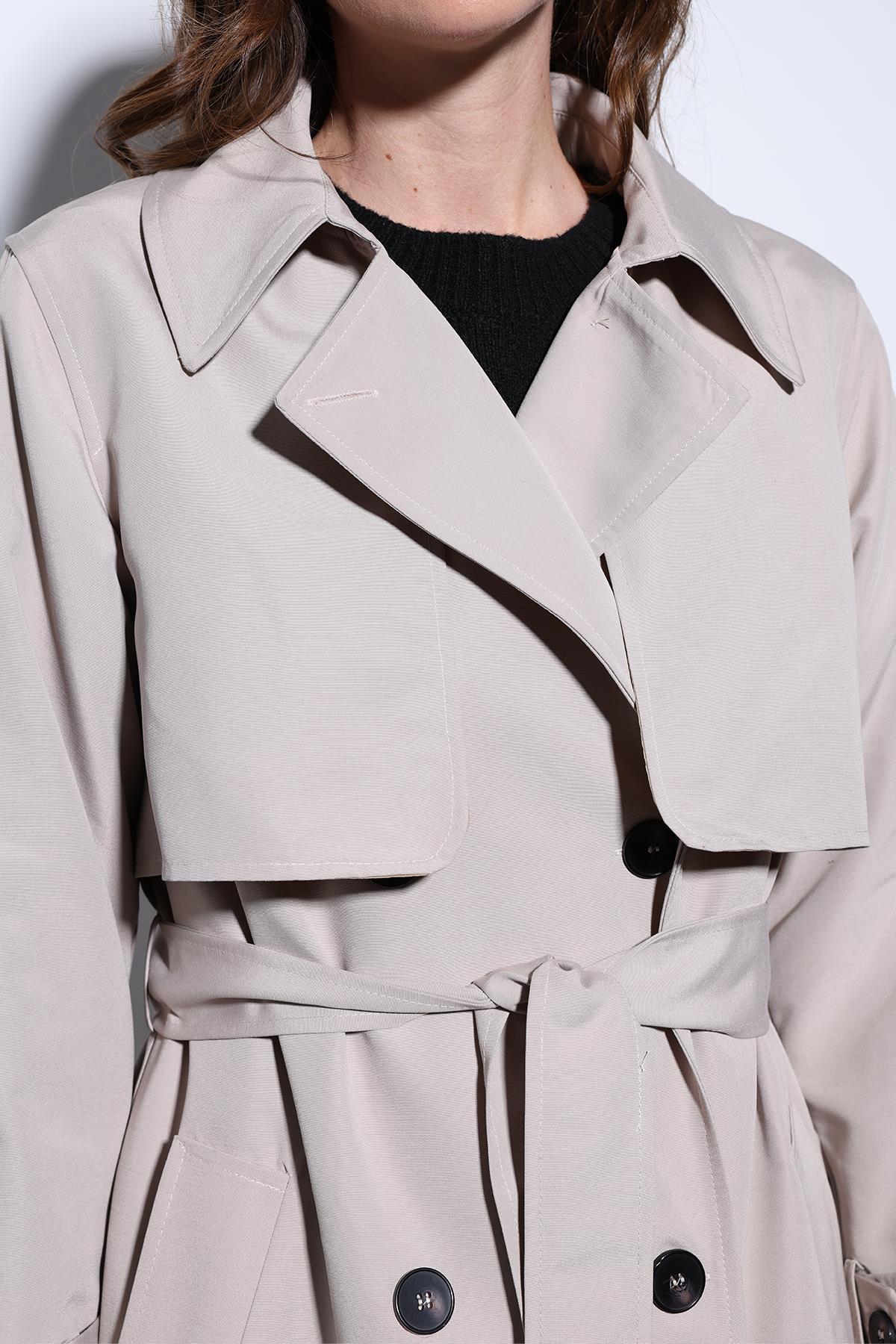 Antioch-Antioch Bej Kruvaze Kemerli Kadın Trençkot-Trençkot-5-Milagron.com