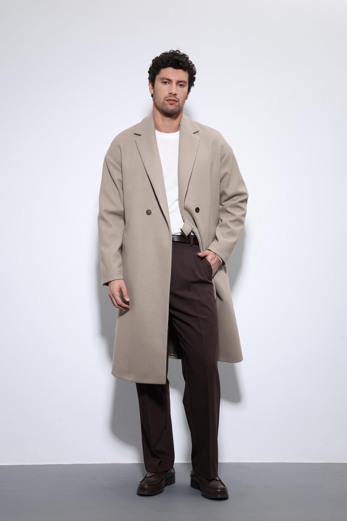 Antioch-Bej Kuşaklı Oversize Erkek Kaban-Kaban-2-Milagron.com