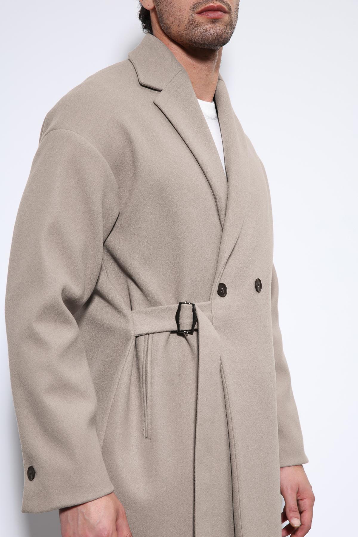 Antioch-Bej Kuşaklı Oversize Erkek Kaban-Kaban-5-Milagron.com
