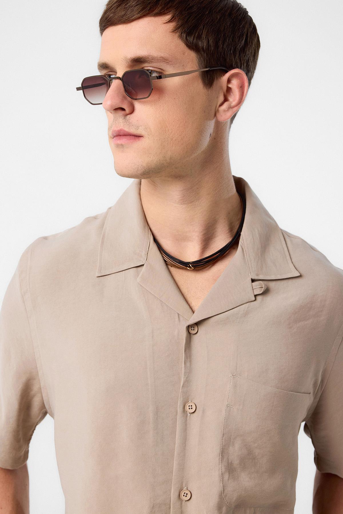 Antioch-Antioch Bej Modal Kumaş Erkek Gömlek-Gömlek-3-Milagron.com