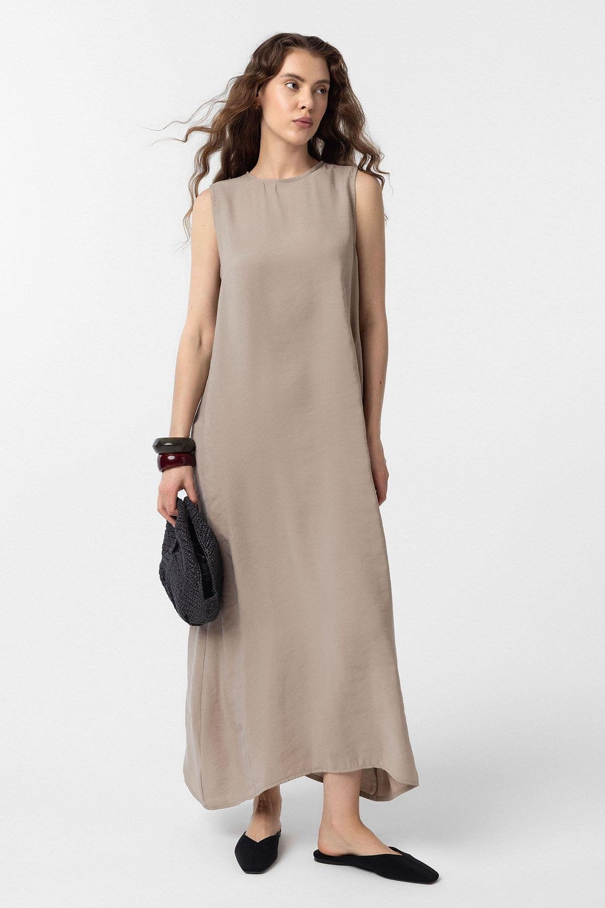 Antioch-Bej Modal Midi Kadın Elbise-Elbise-1-Milagron.com
