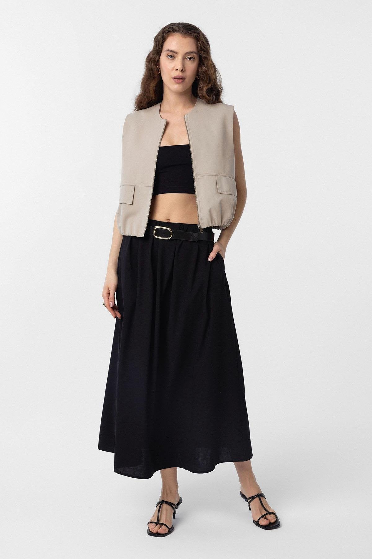 Antioch-Bej Oversize Kadın Yelek-Yelek-2-Milagron.com