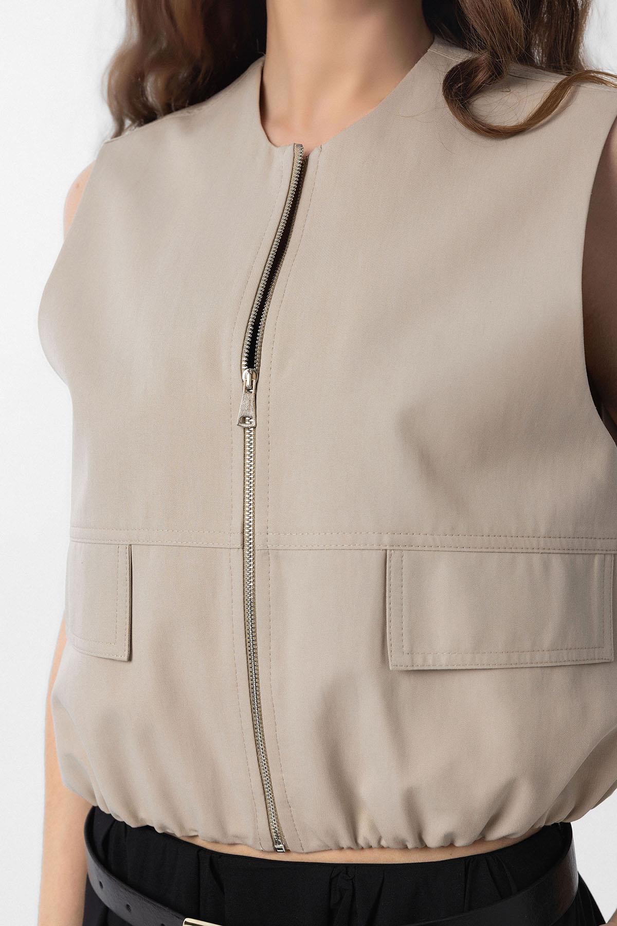 Antioch-Bej Oversize Kadın Yelek-Yelek-3-Milagron.com