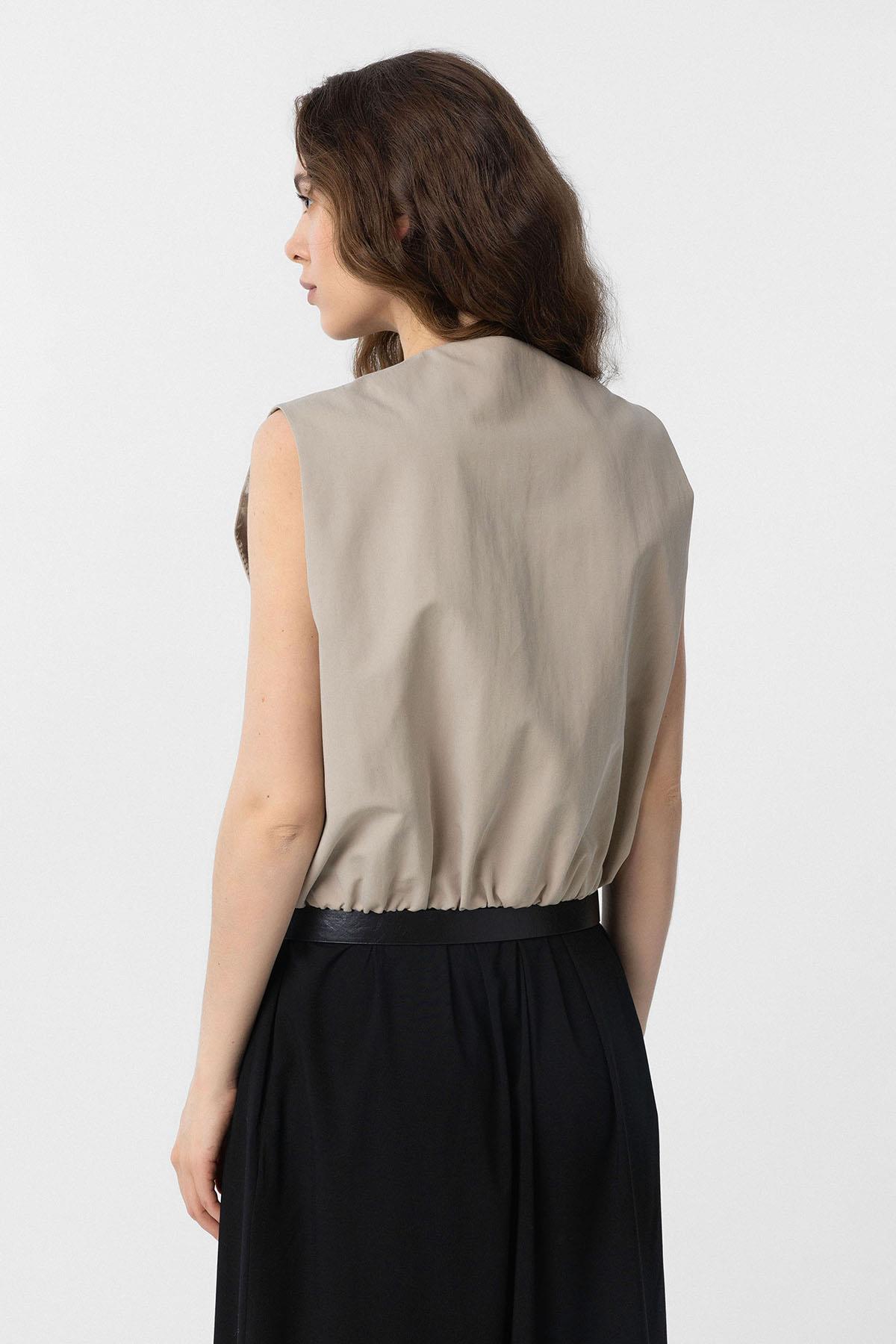 Antioch-Bej Oversize Kadın Yelek-Yelek-4-Milagron.com