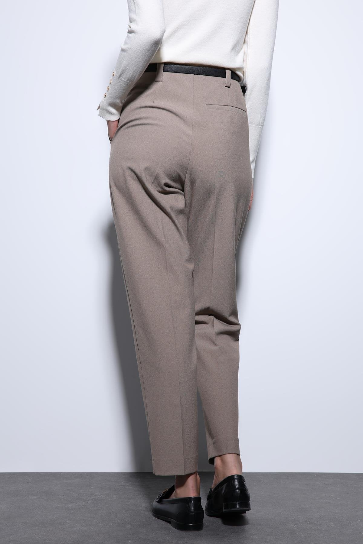 Antioch-Bej Pensli Kadın Pantolon-Kumaş Pantolon-5-Milagron.com